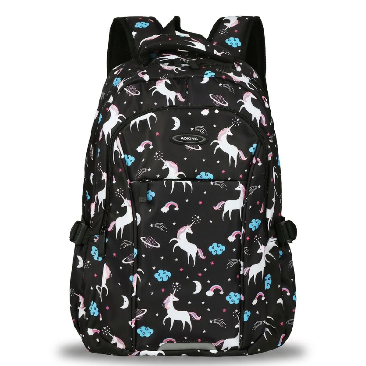 Sac à dos en polyester | Motif licornes | Bretelles respirantes | Usage quotidien