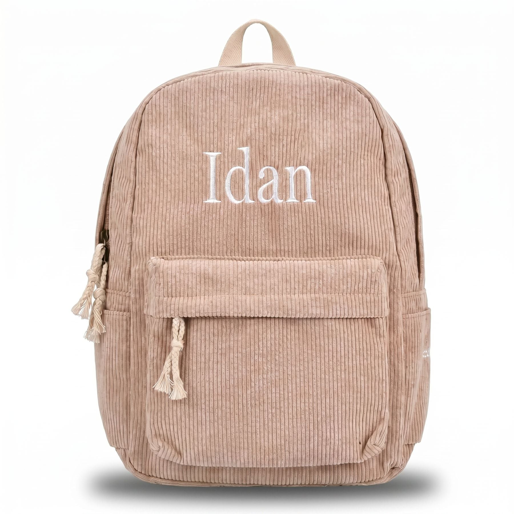 Sac à dos en velours côtelé | Brodé prénom personnalisé | Unisexe | Cartable école