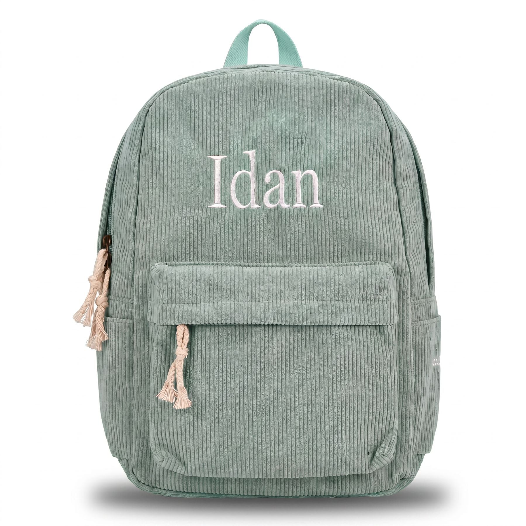 Sac à dos en velours côtelé | Brodé prénom personnalisé | Unisexe | Cartable école