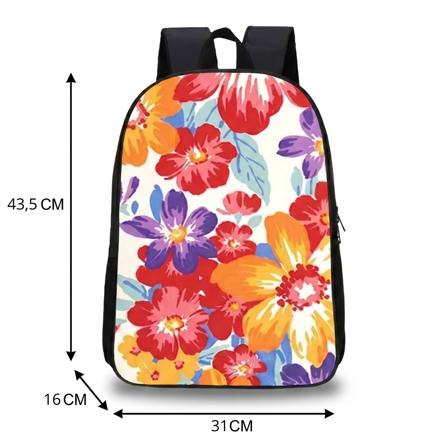 Sac à dos floral pour enfant | Ensemble 3 pièces (sac + bandoulière + trousse) | Oxford imperméable
