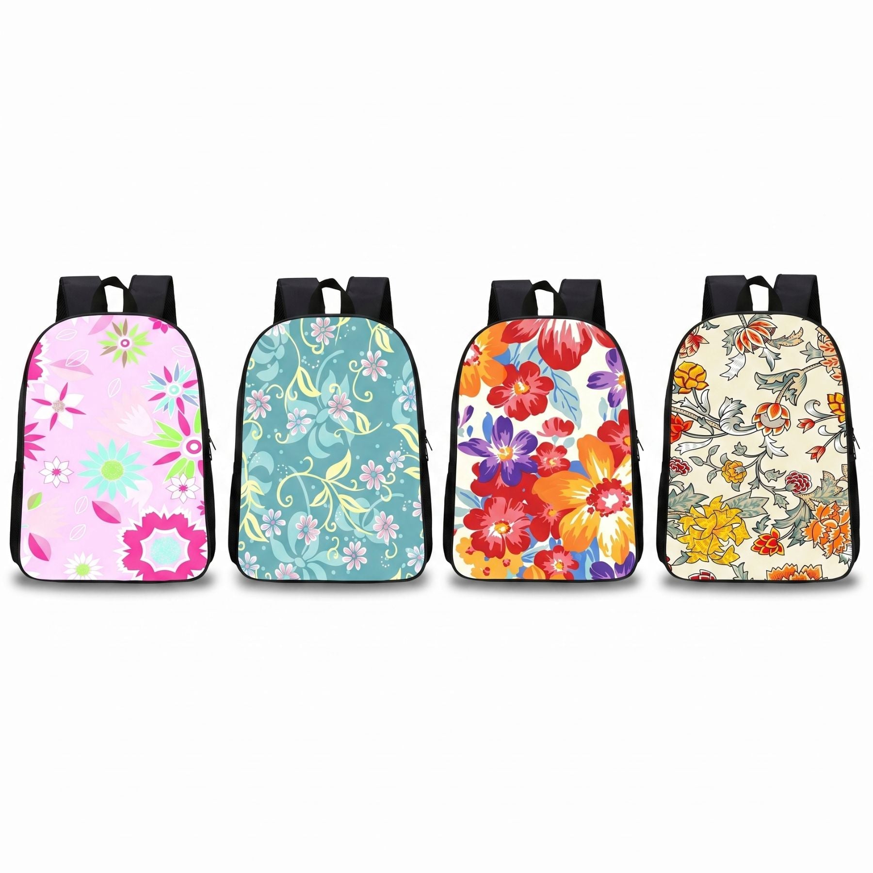 Sac à dos floral pour enfant | Ensemble 3 pièces (sac + bandoulière + trousse) | Oxford imperméable