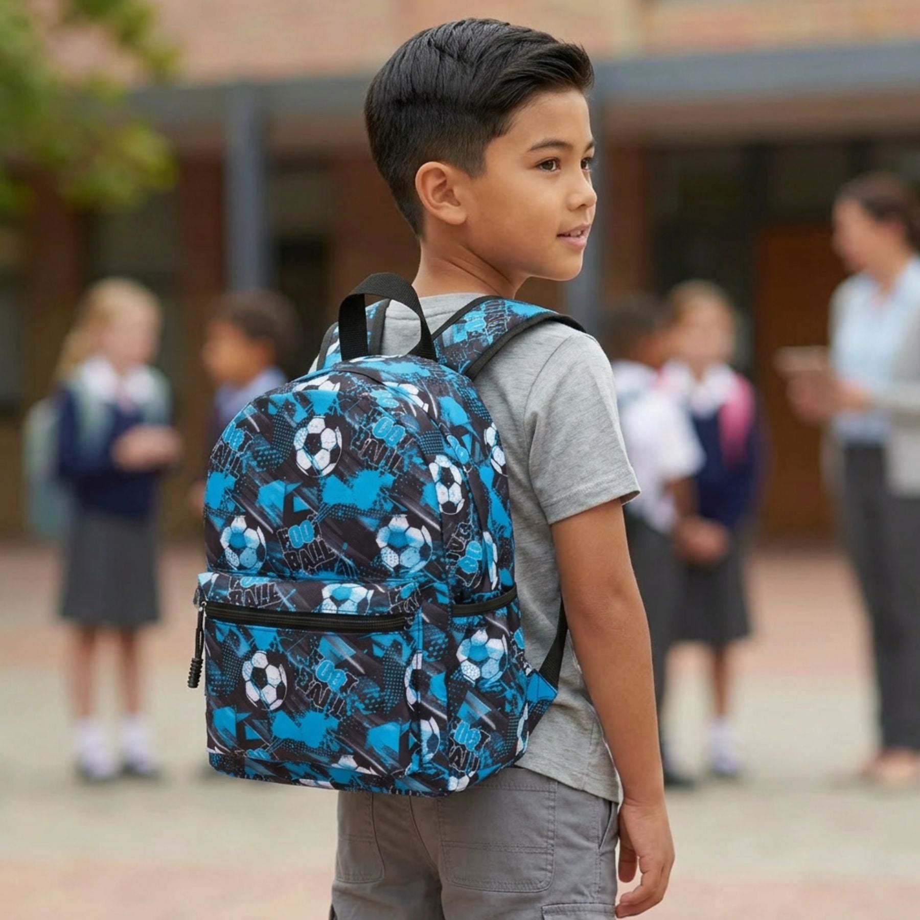 Sac à dos football bleu | Tissu Oxford résistant | Léger et pratique | Port confortable