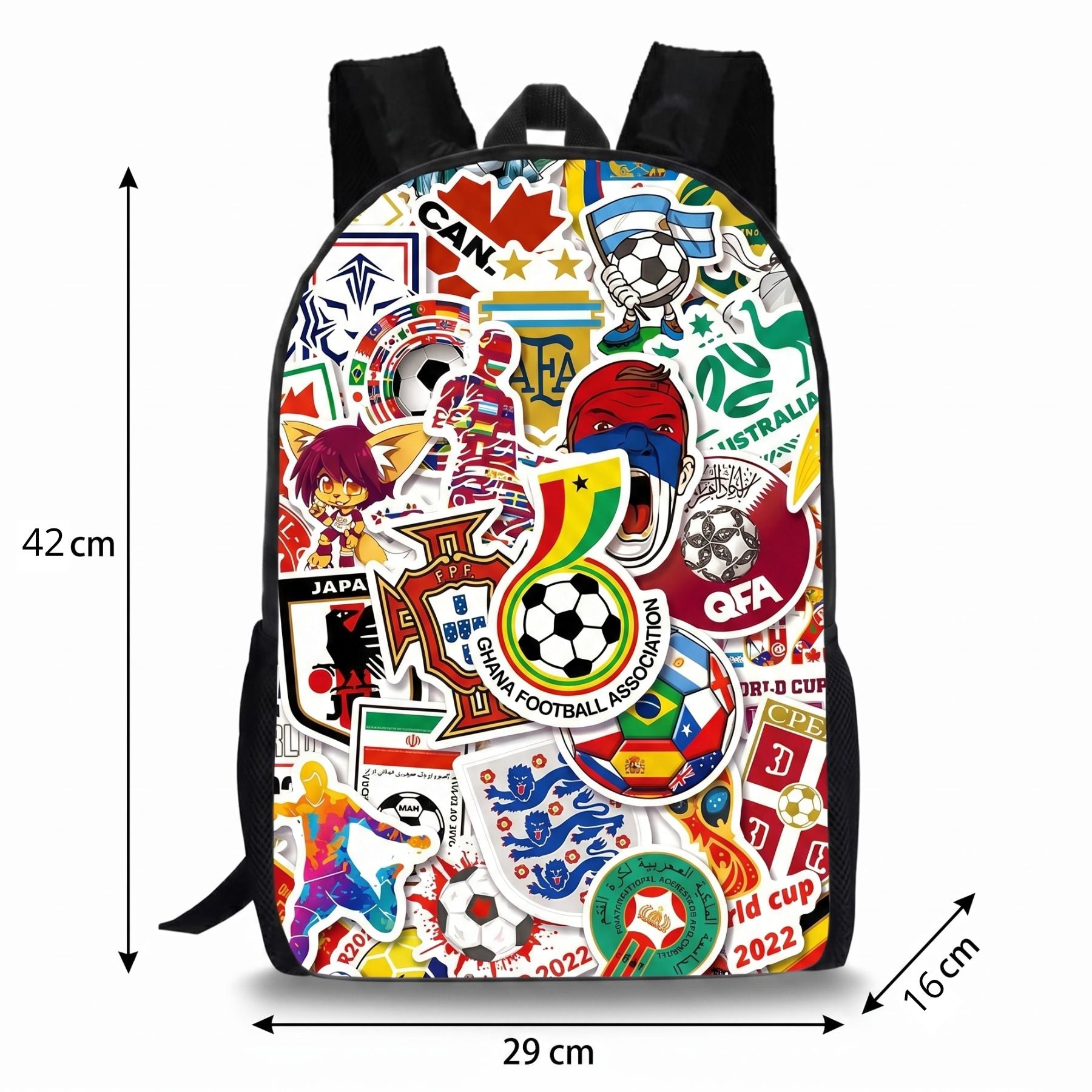 Sac à dos football coupe du monde | Ensemble 3 pièces (sac + bandoulière + trousse) | Tissu Oxford résistant