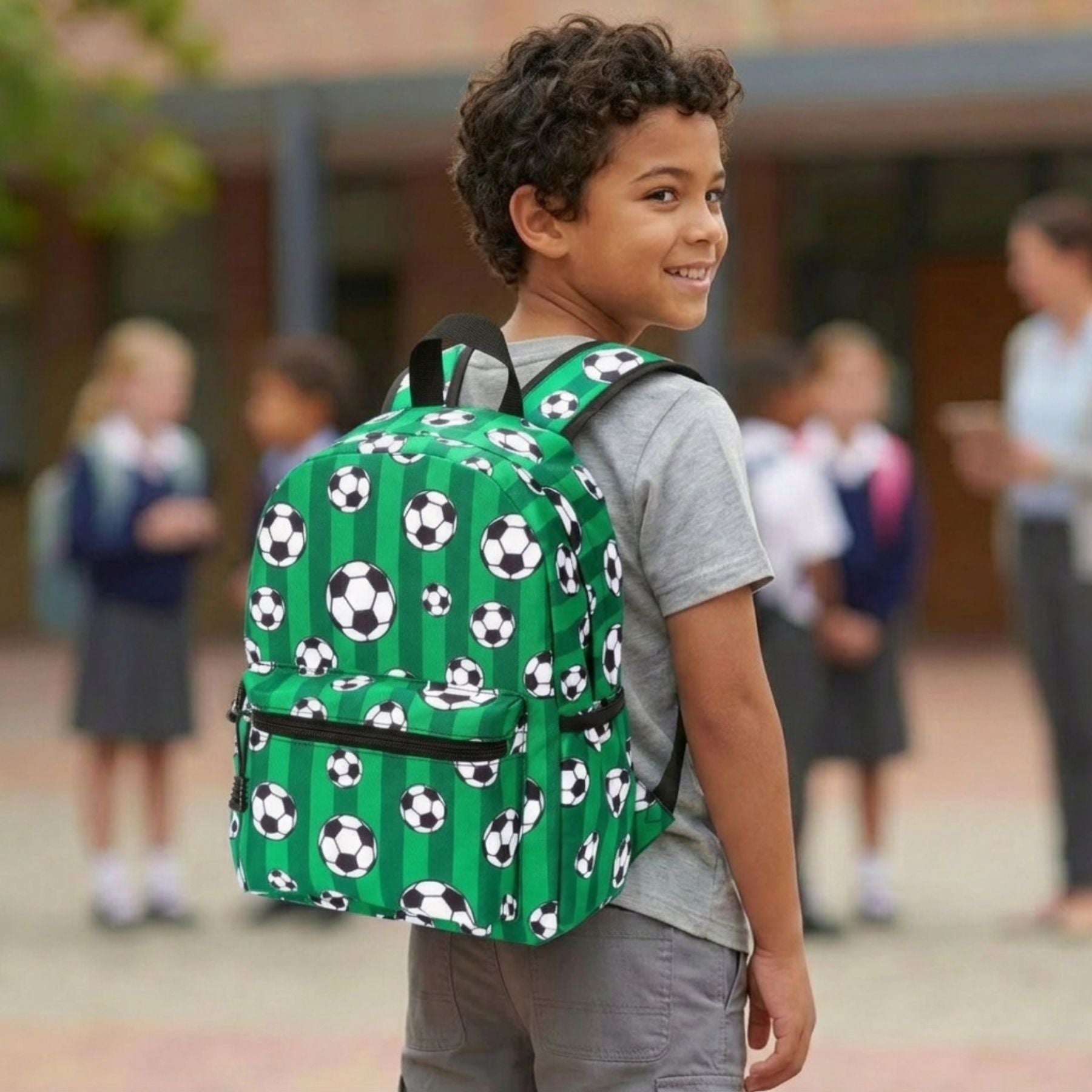 Sac à dos football vert | Tissu Oxford résistant | Léger et pratique | Port confortable