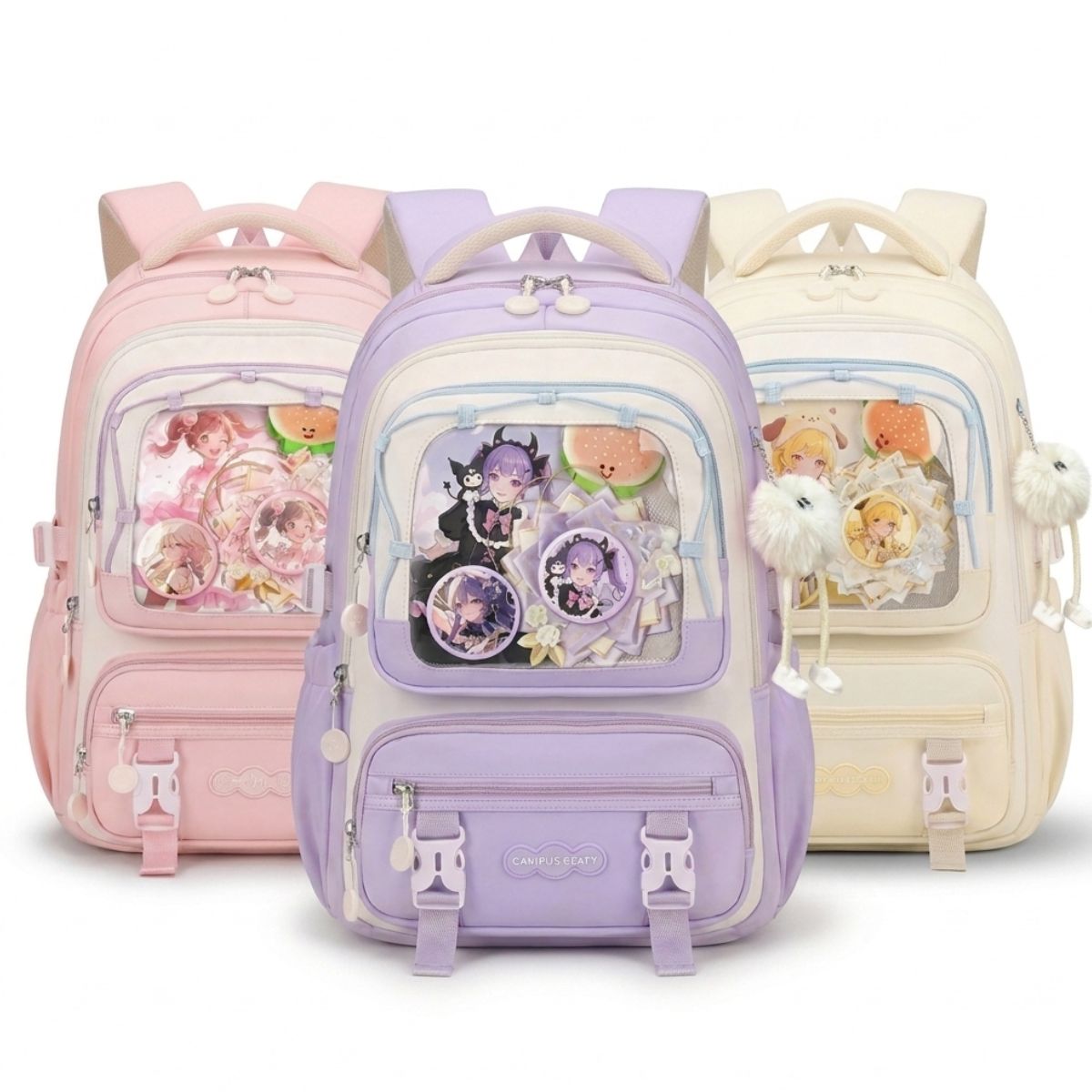 Sac à dos ita bag mignon pour fille | Compartiment badges transparent | Oxford résistant | Style kawaii