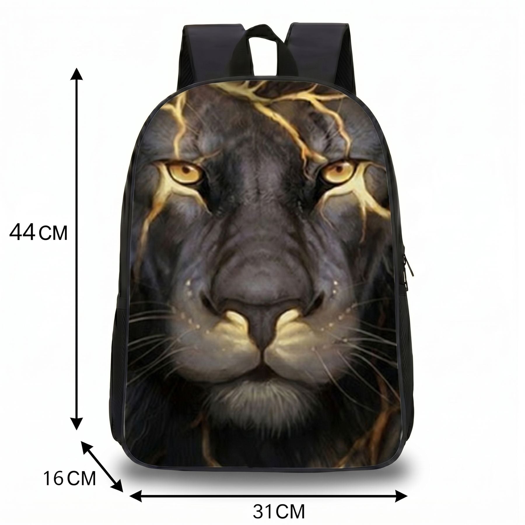 Sac à dos lion puissant | Ensemble 3 pièces (sac + bandoulière + trousse) | Nylon résistant
