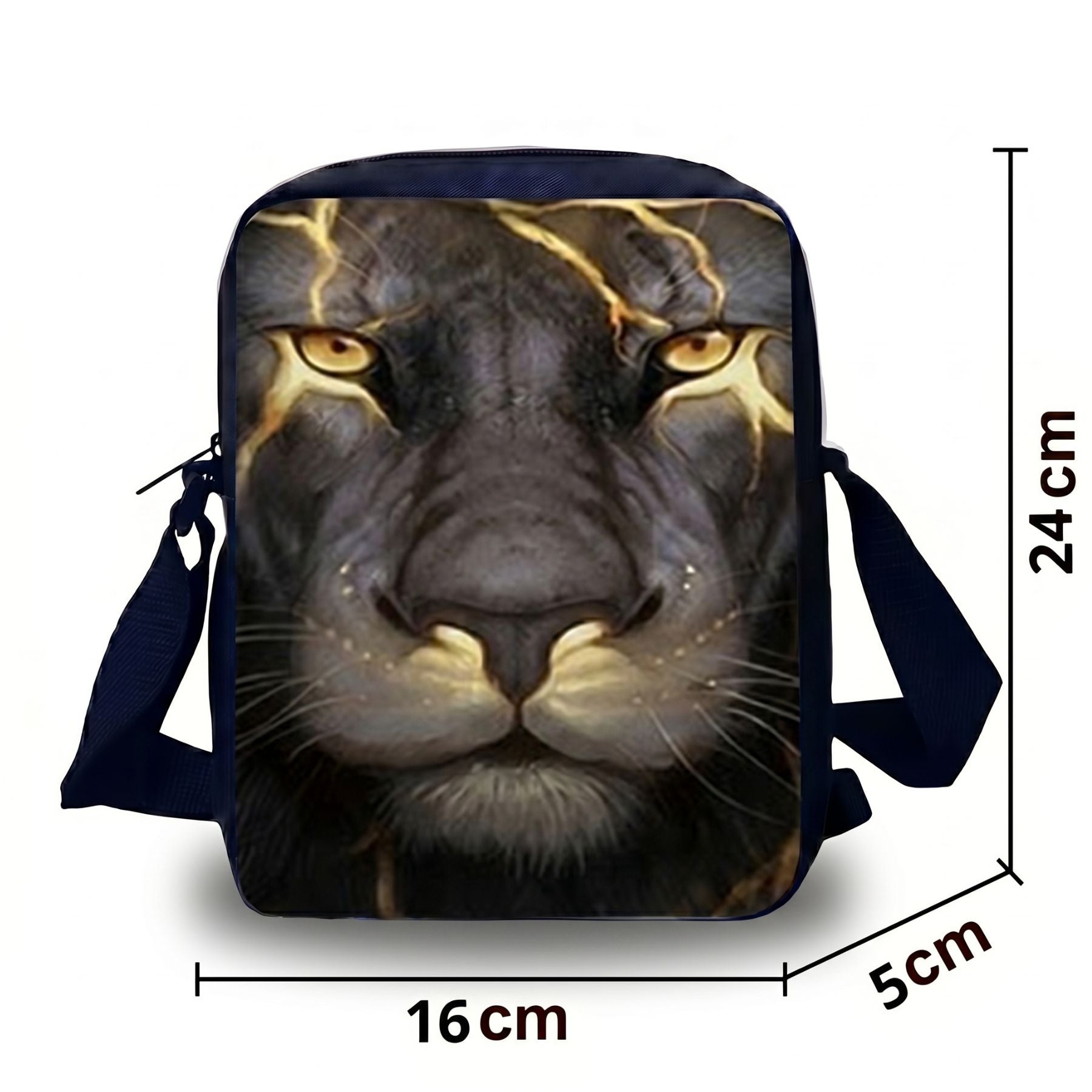 Sac à dos lion puissant | Ensemble 3 pièces (sac + bandoulière + trousse) | Nylon résistant