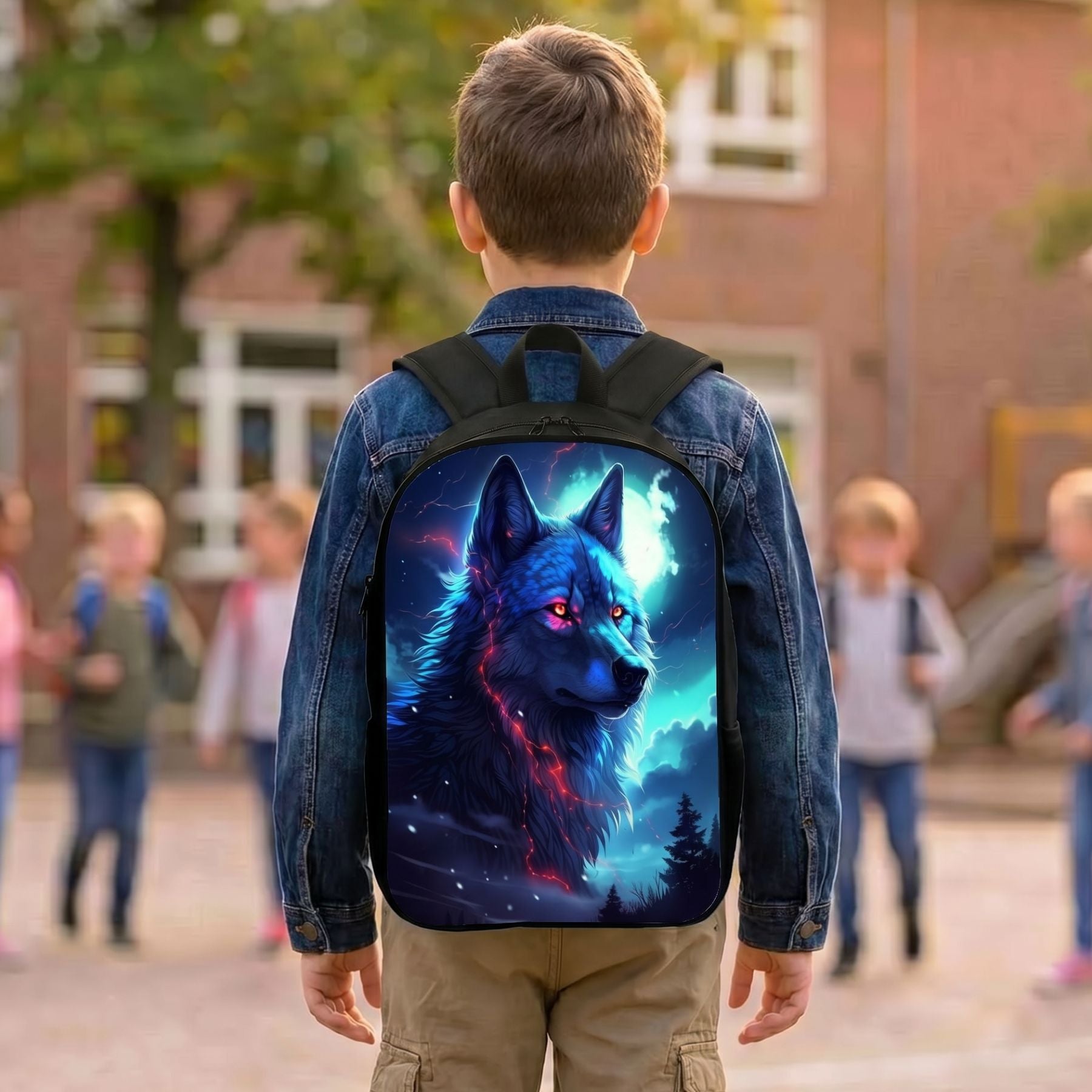 Sac à dos loup lumineux | Bretelles réglables | Polyester résistant | Port confortable