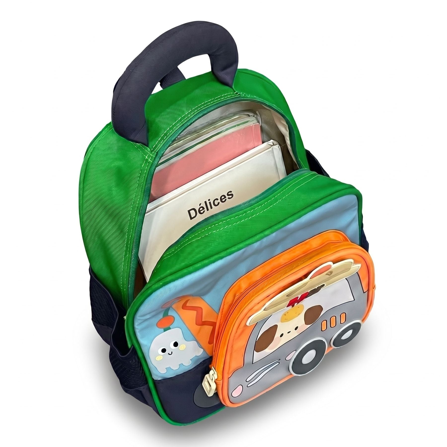 Sac à dos maternelle voiture cartoon | Grande capacité | Tissu nylon résistant