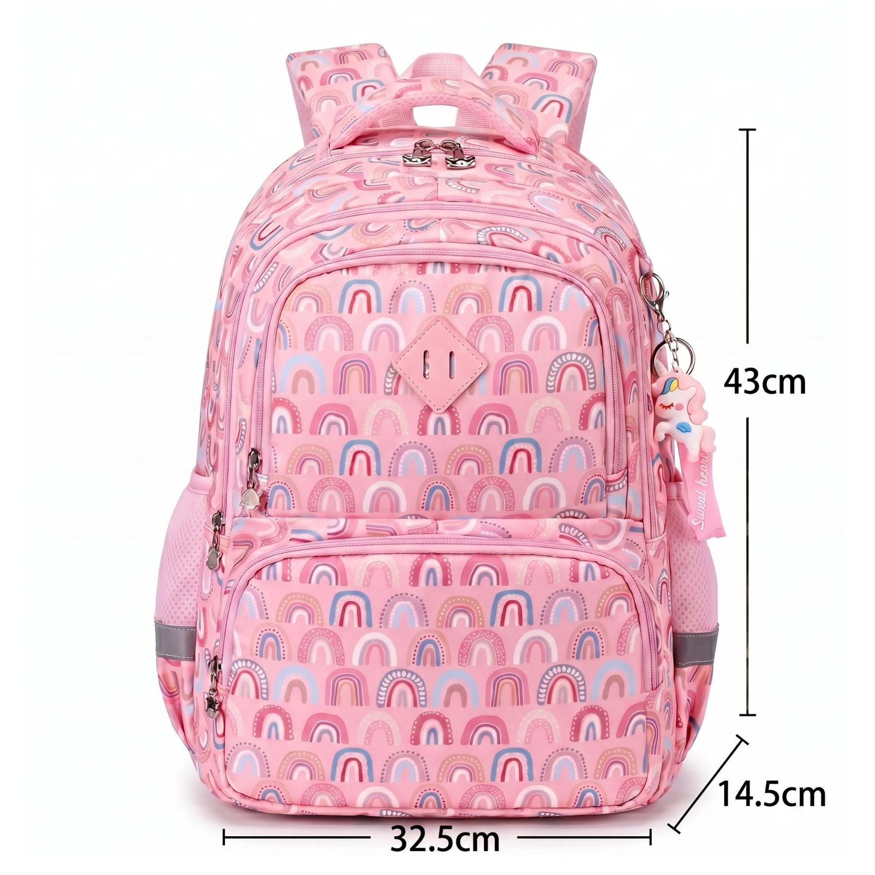 Sac à dos motif Arc-en-ciel Rose | Grande capacité | Oxford résistant | Bretelles confortables