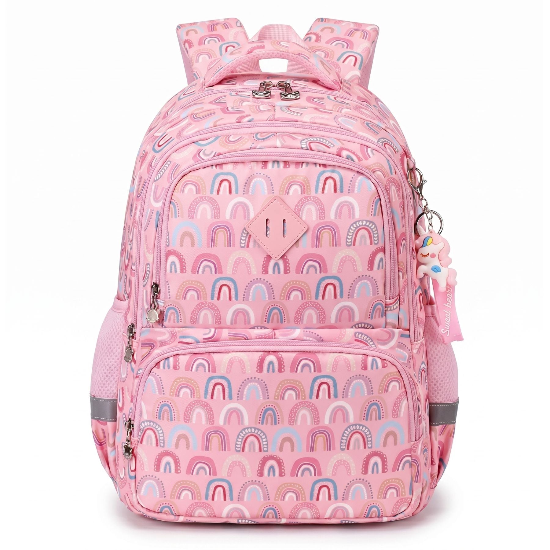Sac à dos motif Arc-en-ciel Rose | Grande capacité | Oxford résistant | Bretelles confortables