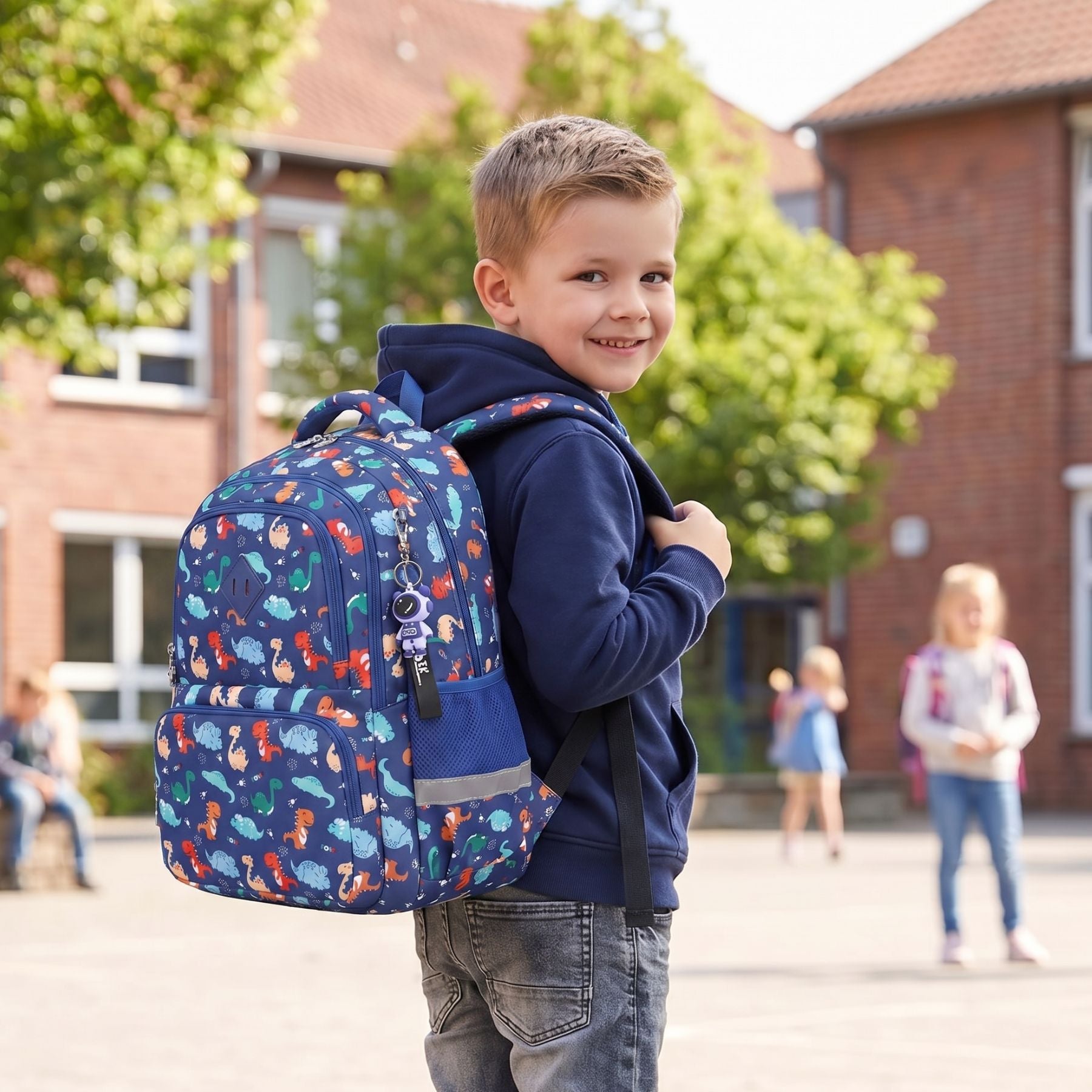 Sac à dos motif Dinosaure bleu | Grande capacité | Oxford résistant | Bretelles confortables