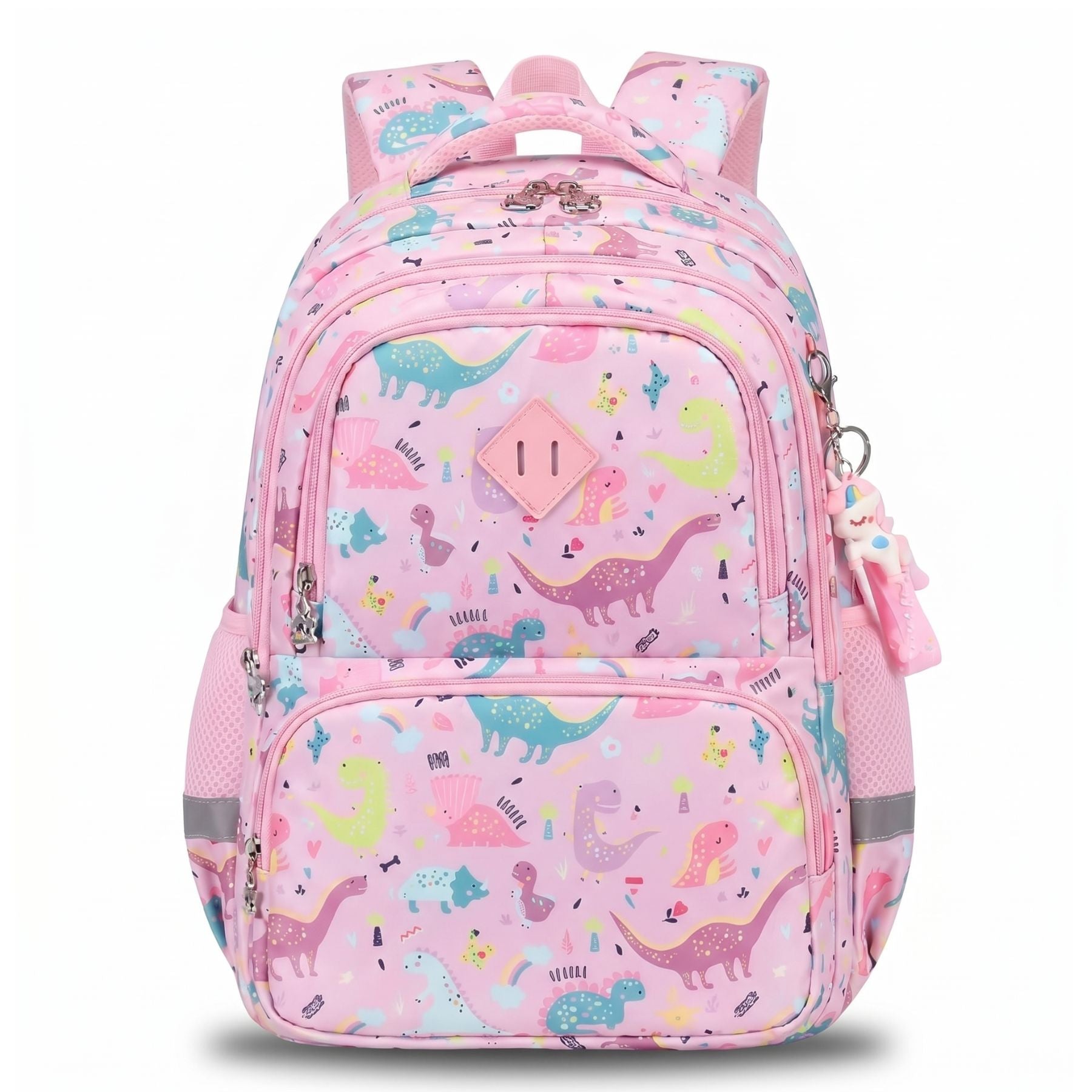Sac à dos motif Dinosaure Rose | Grande capacité | Oxford résistant | Bretelles confortables