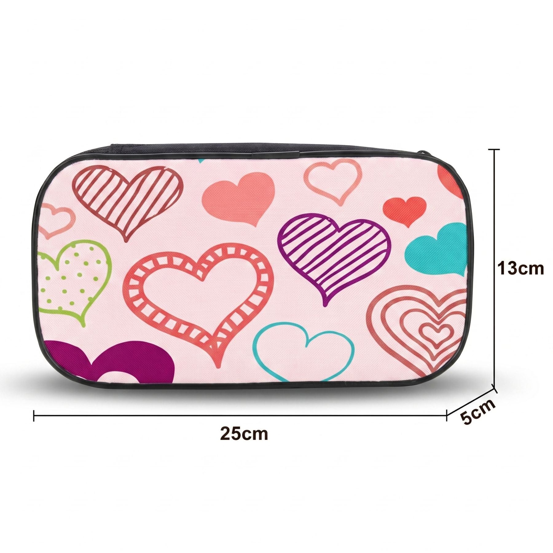 Sac à dos multi cœurs colorés pour enfant | Ensemble 3 pièces (sac + lunch bag + trousse) | Oxford imperméable