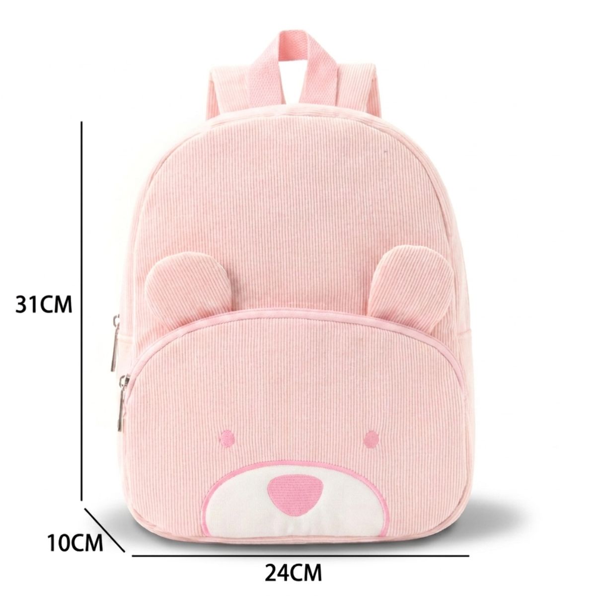 Sac à dos ourson maternelle | Compartiment zippé | Velours anti-usure