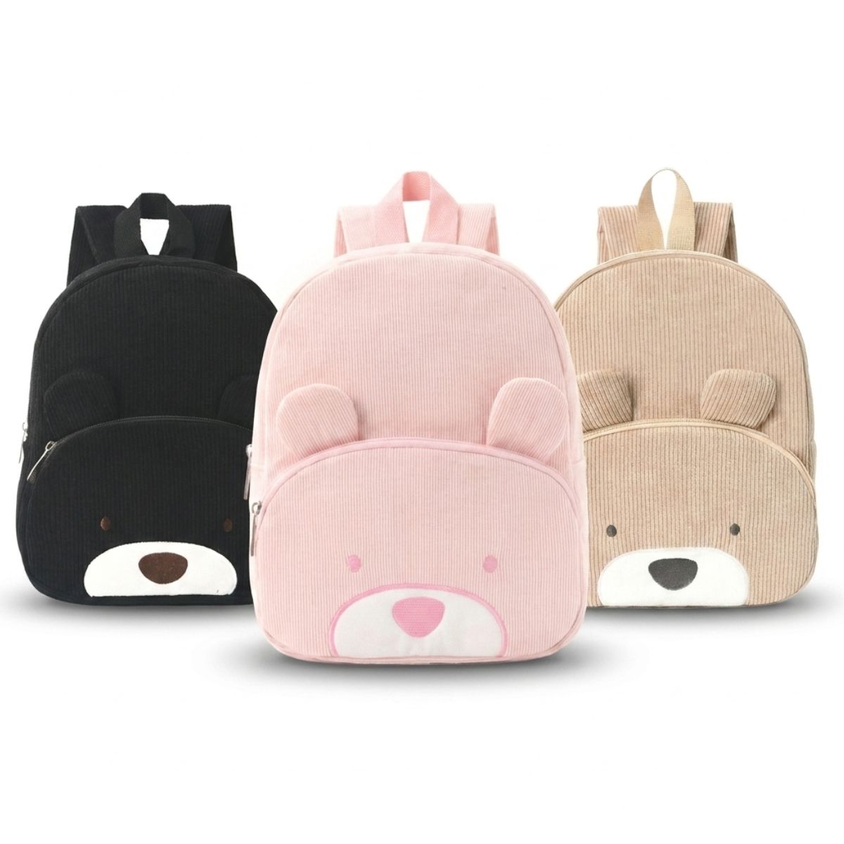 Sac à dos ourson maternelle | Compartiment zippé | Velours anti-usure