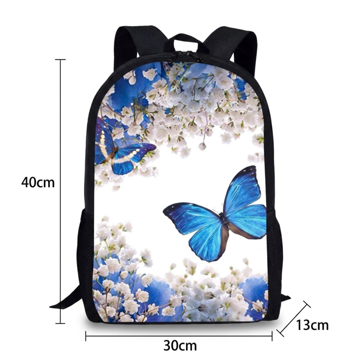 Sac à dos papillon pour enfant | Ensemble 3 pièces (sac + bandoulière + trousse) | Nylon imperméable
