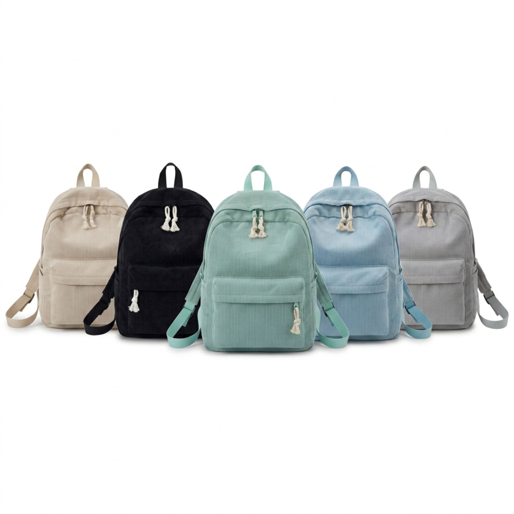Sac à dos personnalisé en velours côtelé | Prénom en corde | Grande capacité | Style tendance