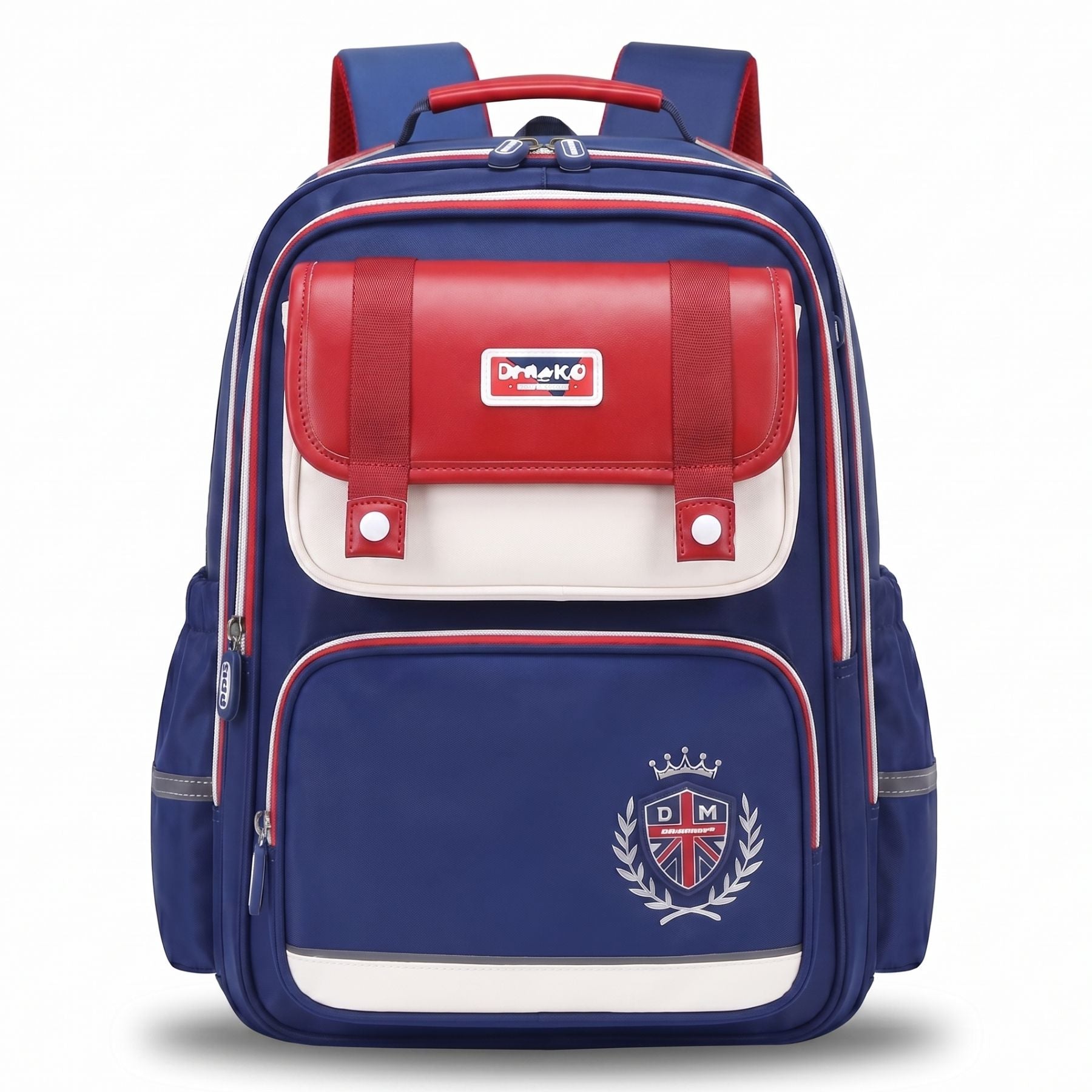Sac à dos scolaire bleu et rouge | Grande capacité | Tissu Oxford imperméable | Port confortable