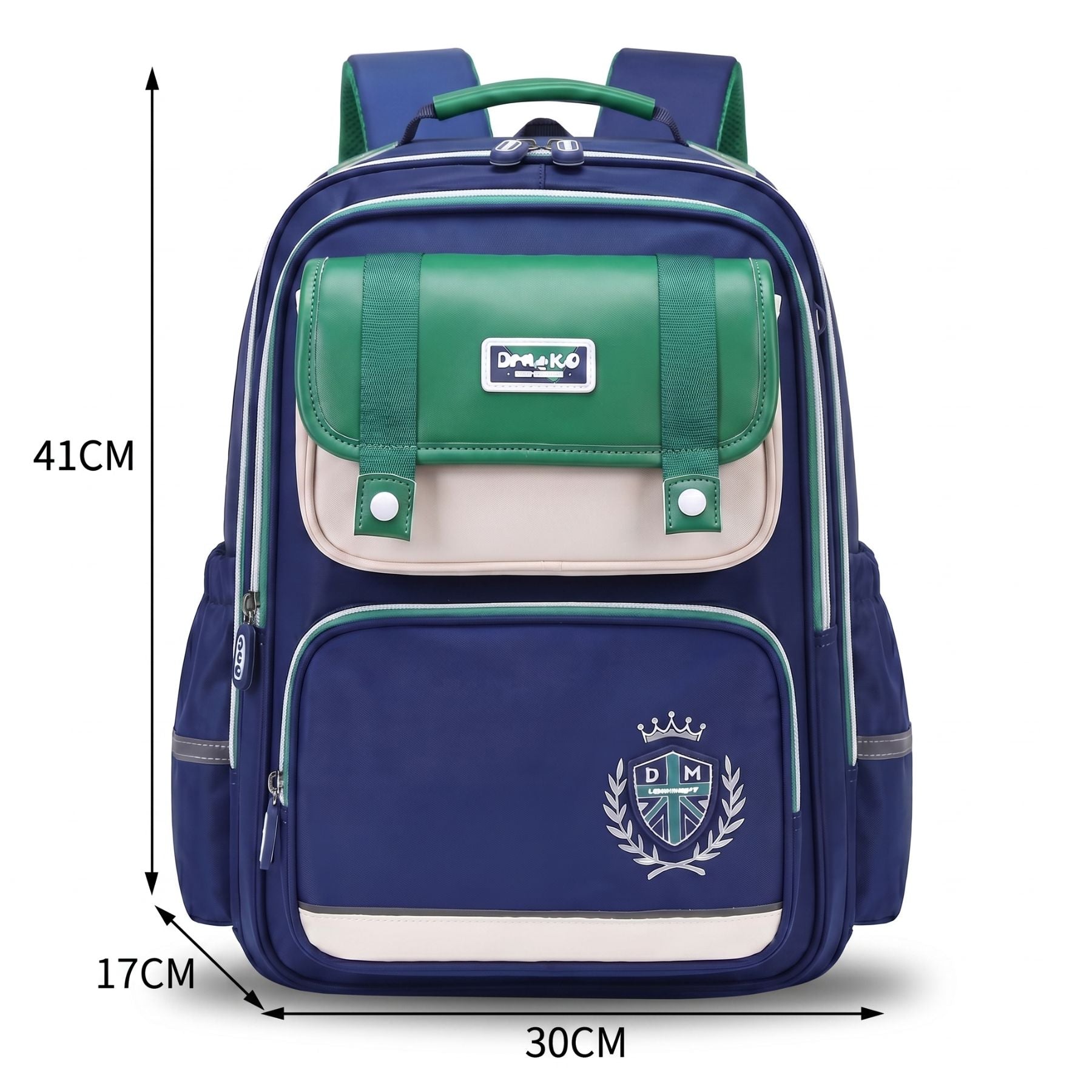 Sac à dos scolaire bleu et vert pastel | Grande capacité | Tissu Oxford imperméable | Port confortable