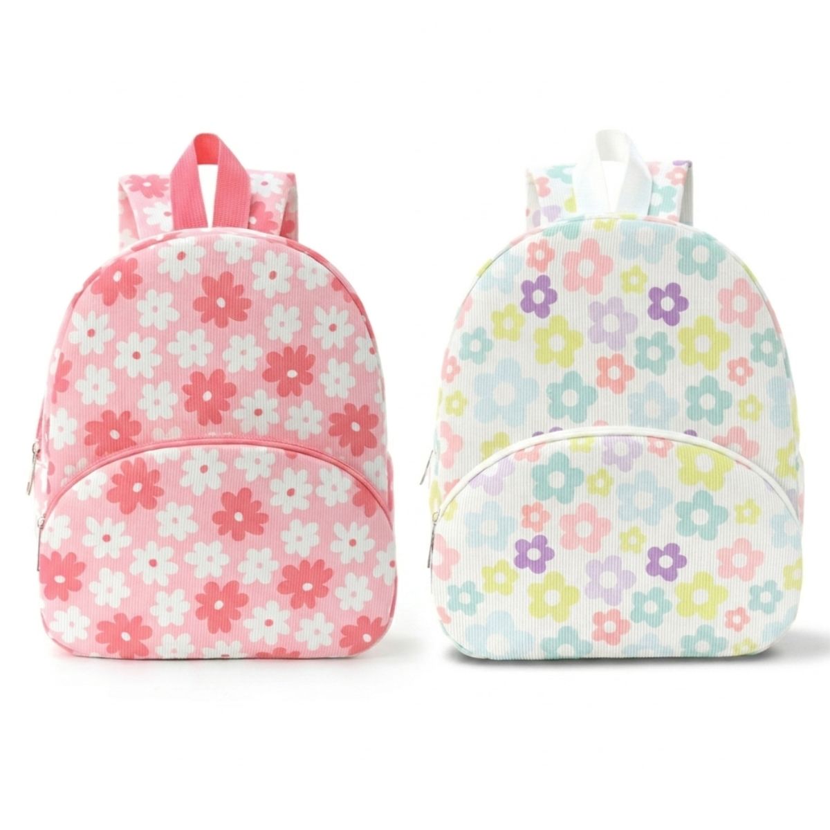 Sac à dos scolaire floral marternelle | Bretelles confortables | Velours côtelé