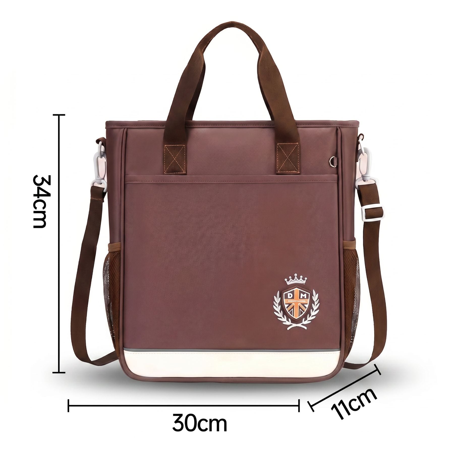 Sac à dos scolaire marron | Ensemble 3 pièces (sac + petit sac bandoulière + trousse) | Tissu Oxford résistant