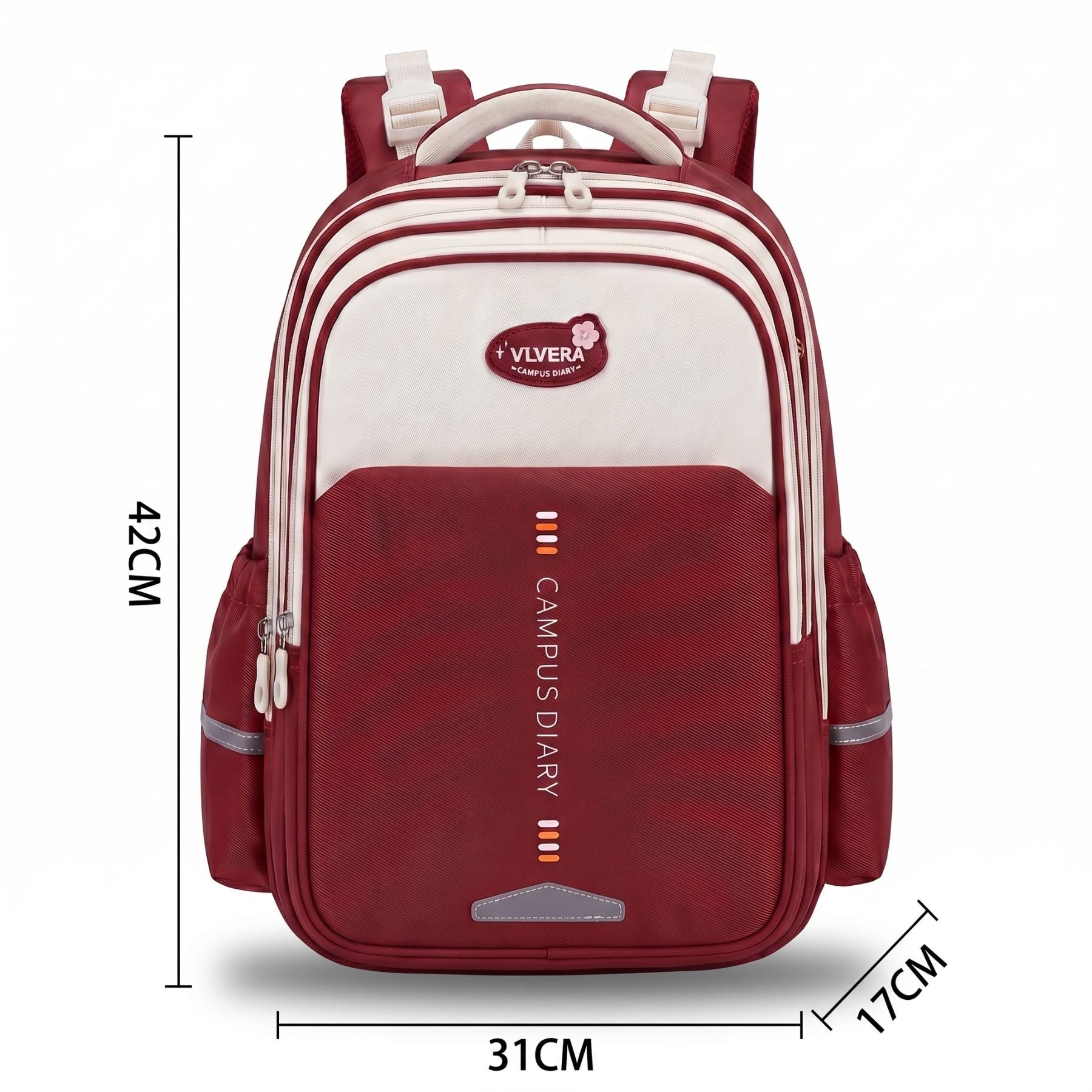 Sac à dos scolaire rouge bordeaux | Grande capacité | Tissu Oxford résistant | Port confortable