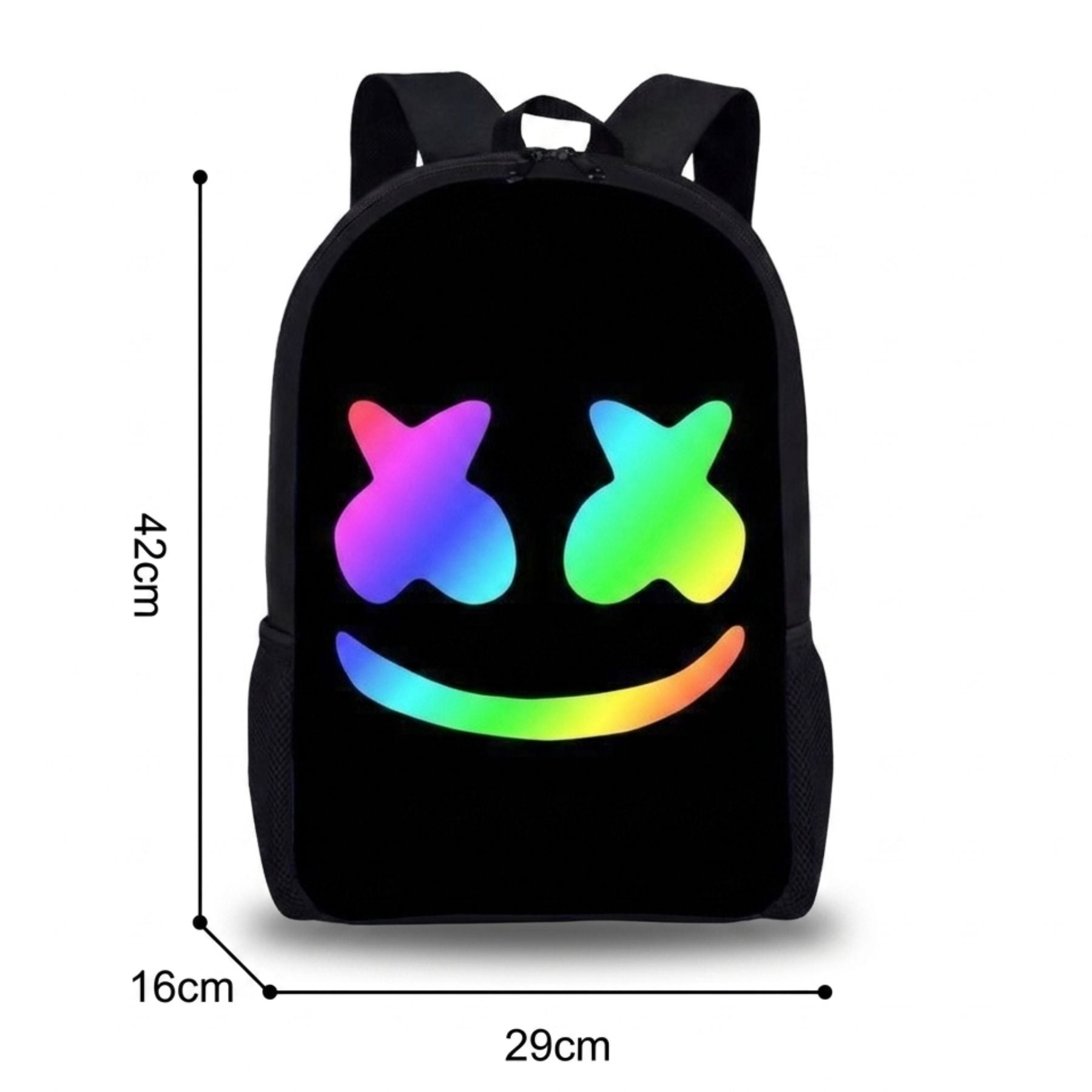 Sac à dos smiley pour enfant | Kit 3 pièces (sac + bandoulière + trousse) | Tissu Oxford résistant