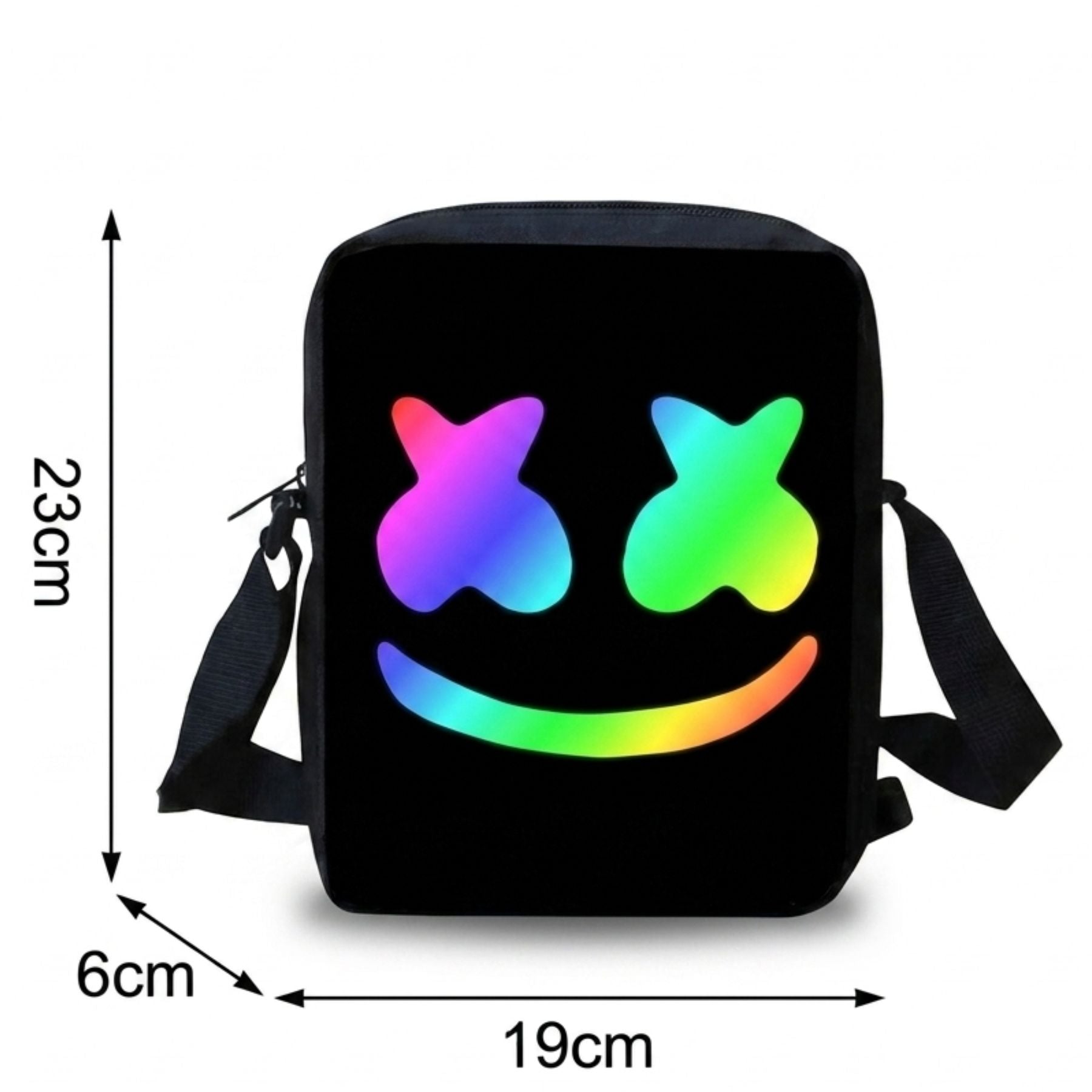 Sac à dos smiley pour enfant | Kit 3 pièces (sac + bandoulière + trousse) | Tissu Oxford résistant