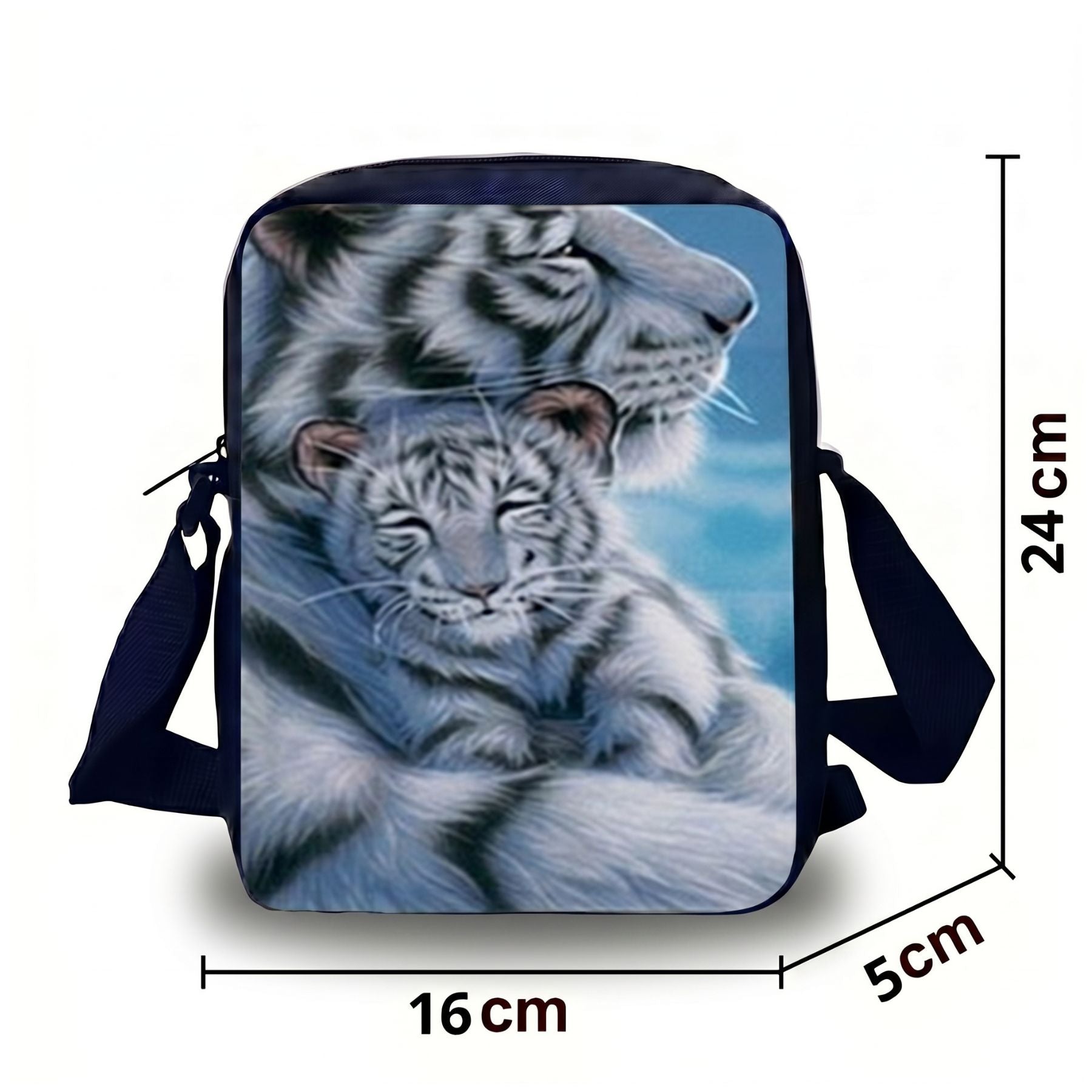 Sac à dos tigre blanc protecteur | Ensemble 3 pièces (sac + bandoulière + trousse) | Nylon résistant