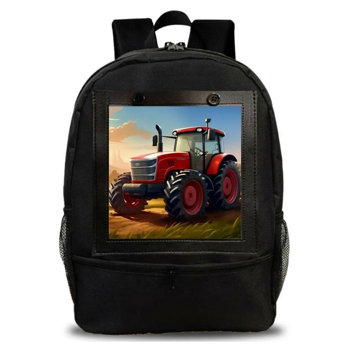Sac à dos tracteur rouge | Polyester résistant | Bretelles confortables | Usage scolaire