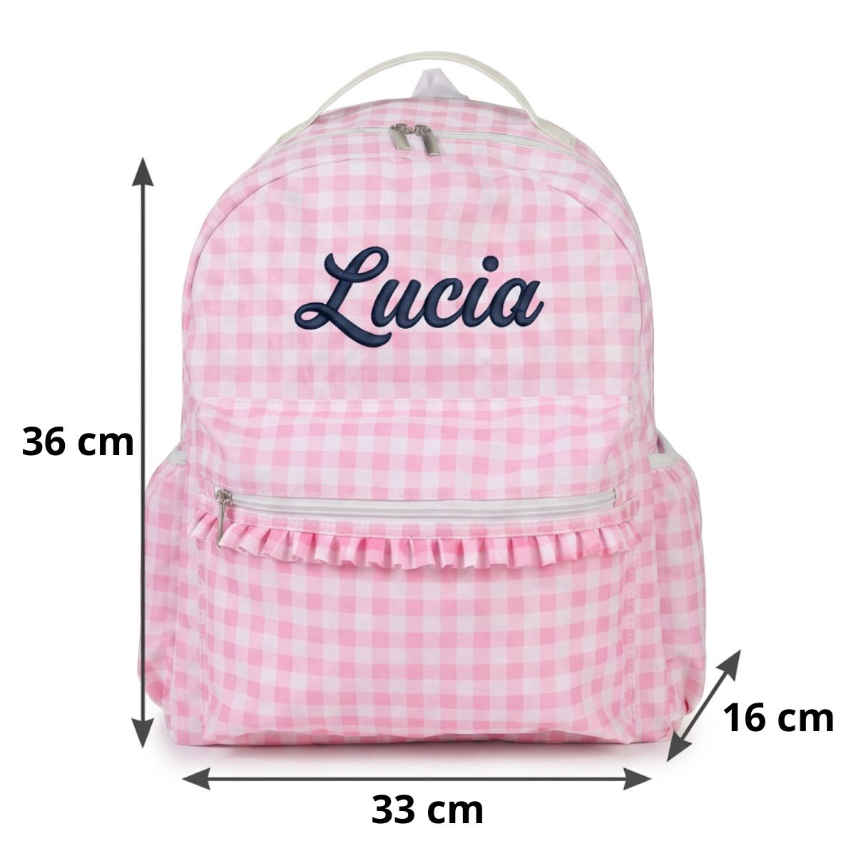 Sac à dos vichy personnalisé enfant | Broderie prénom | Tissu coton | Idéal pour l'école