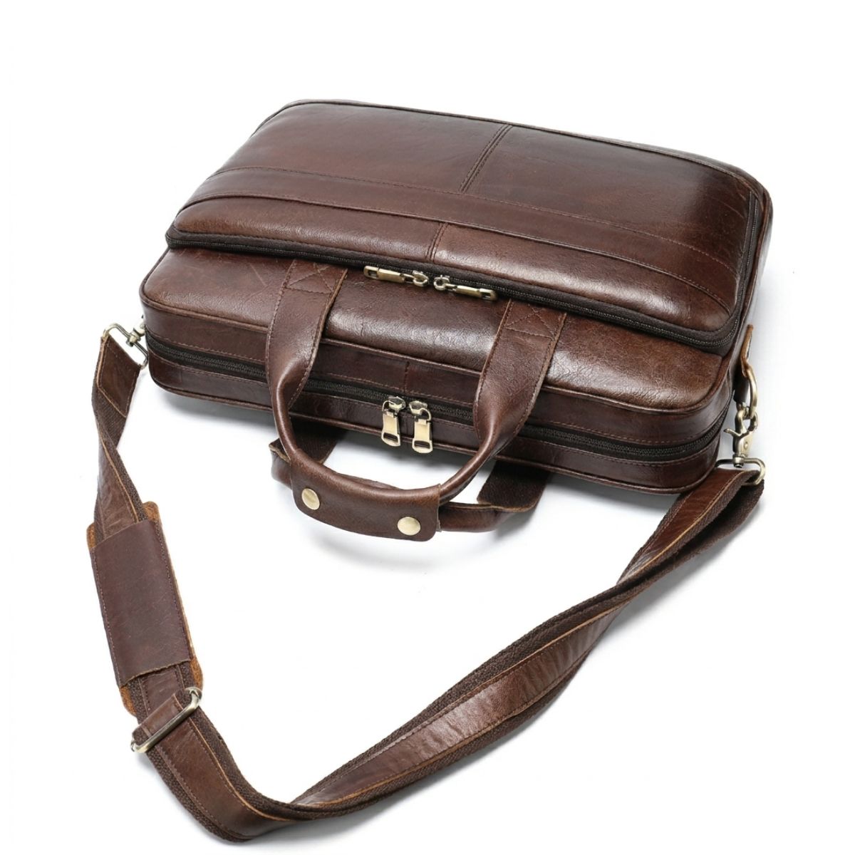 Cartable bandoulière homme | Multiples rangements | Cuir résistant