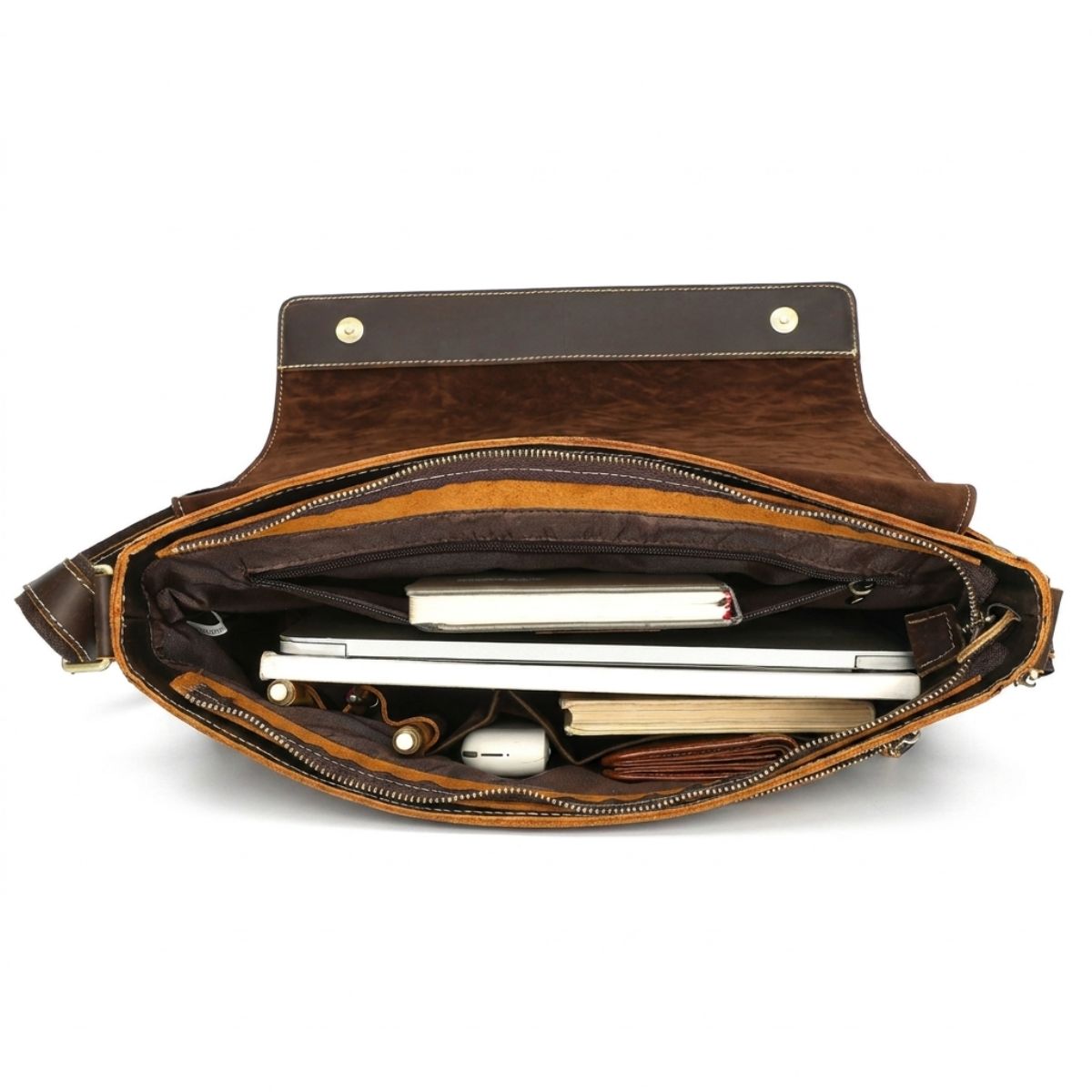 Sac bandoulière rétro homme | Multiples rangements | Cuir résistant