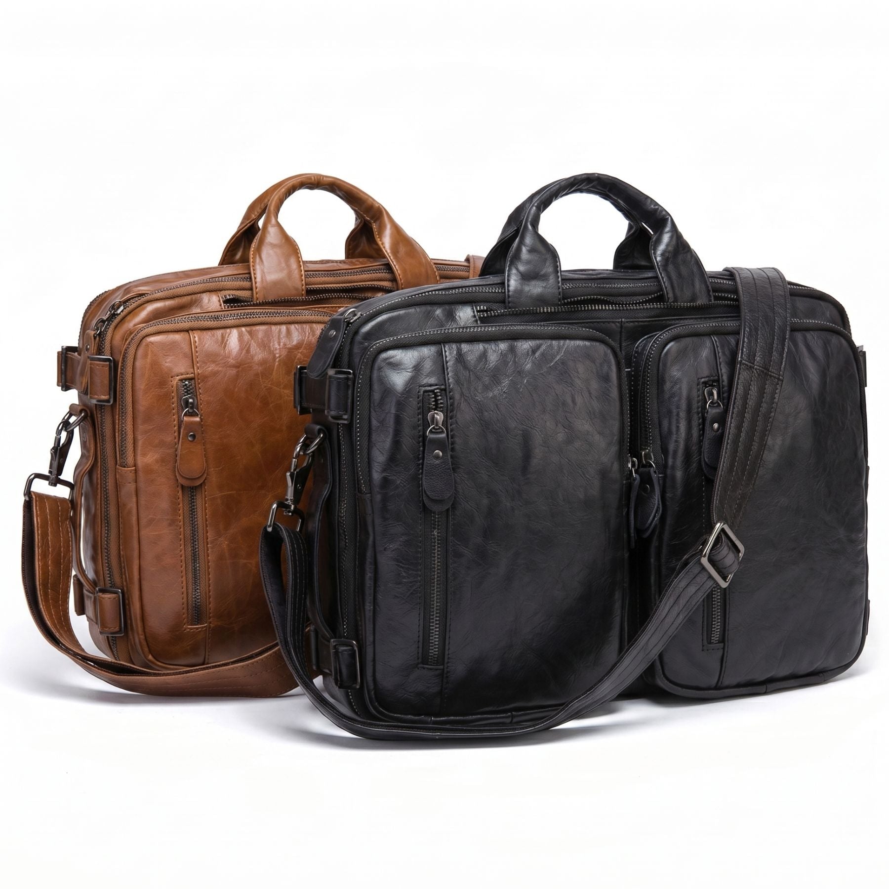 Sac business convertible pour homme | Multifonction (Porté à la main, au dos et à l'épaule) | Cuir résistant