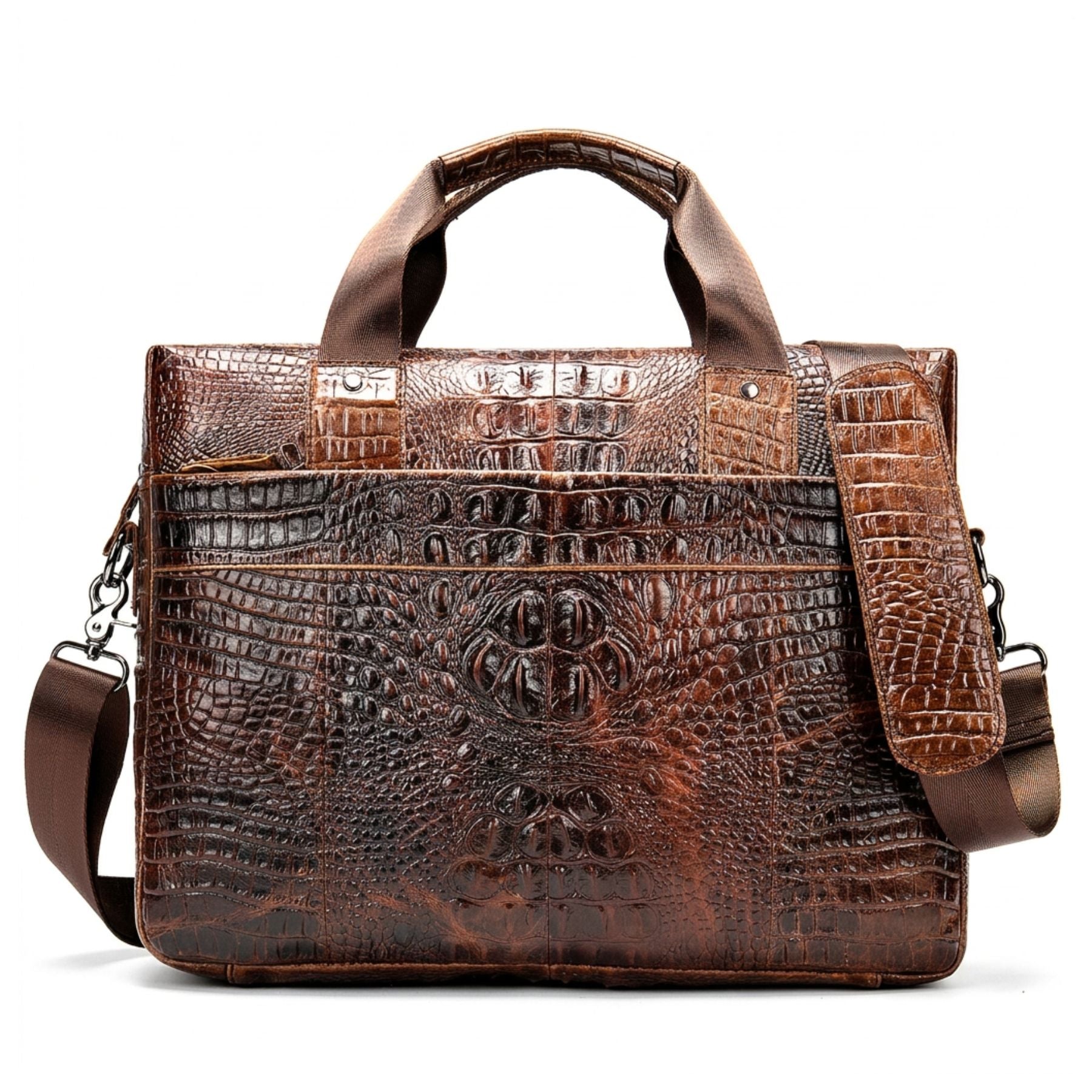 Sac business peau de crocodile pour homme et femme | Compatible PC 14 pouces | Grande capacité | Cuir véritable résistant