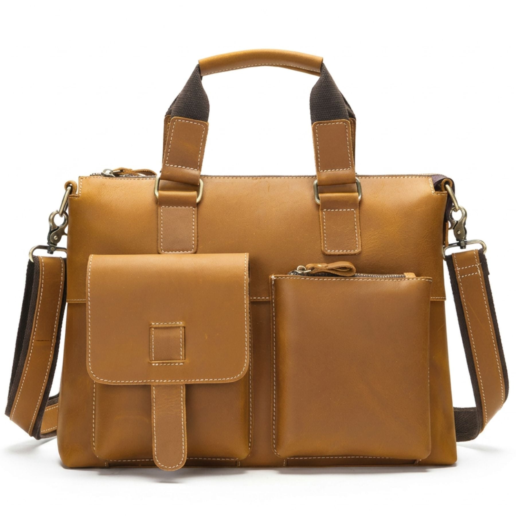 Sac business vintage pour homme | Compatible PC 14 pouces | Cuir de vachette résistant