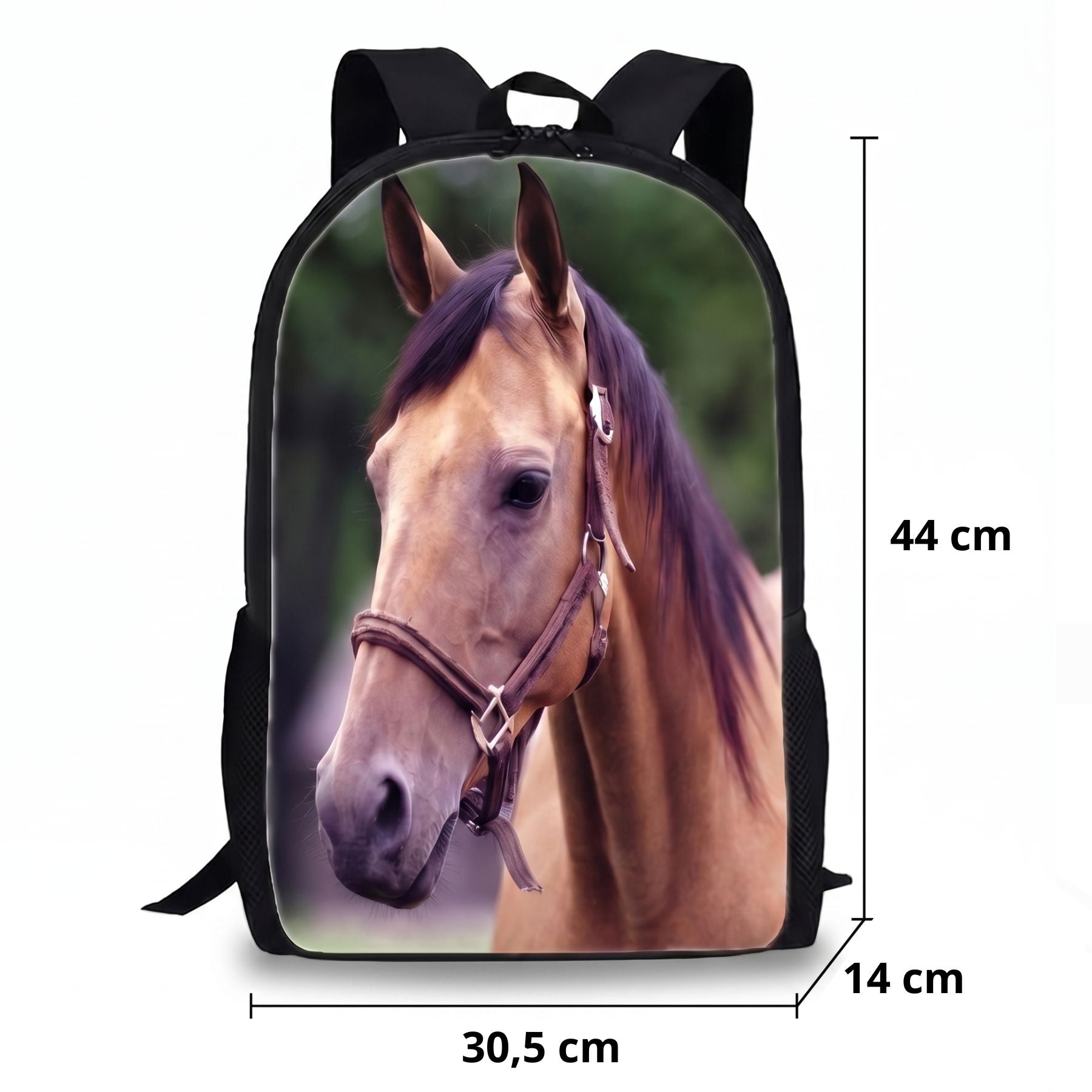 Sac scolaire Cheval | Kit 3 pièces (Sac + lunch bag + trousse) | Polyester résistant