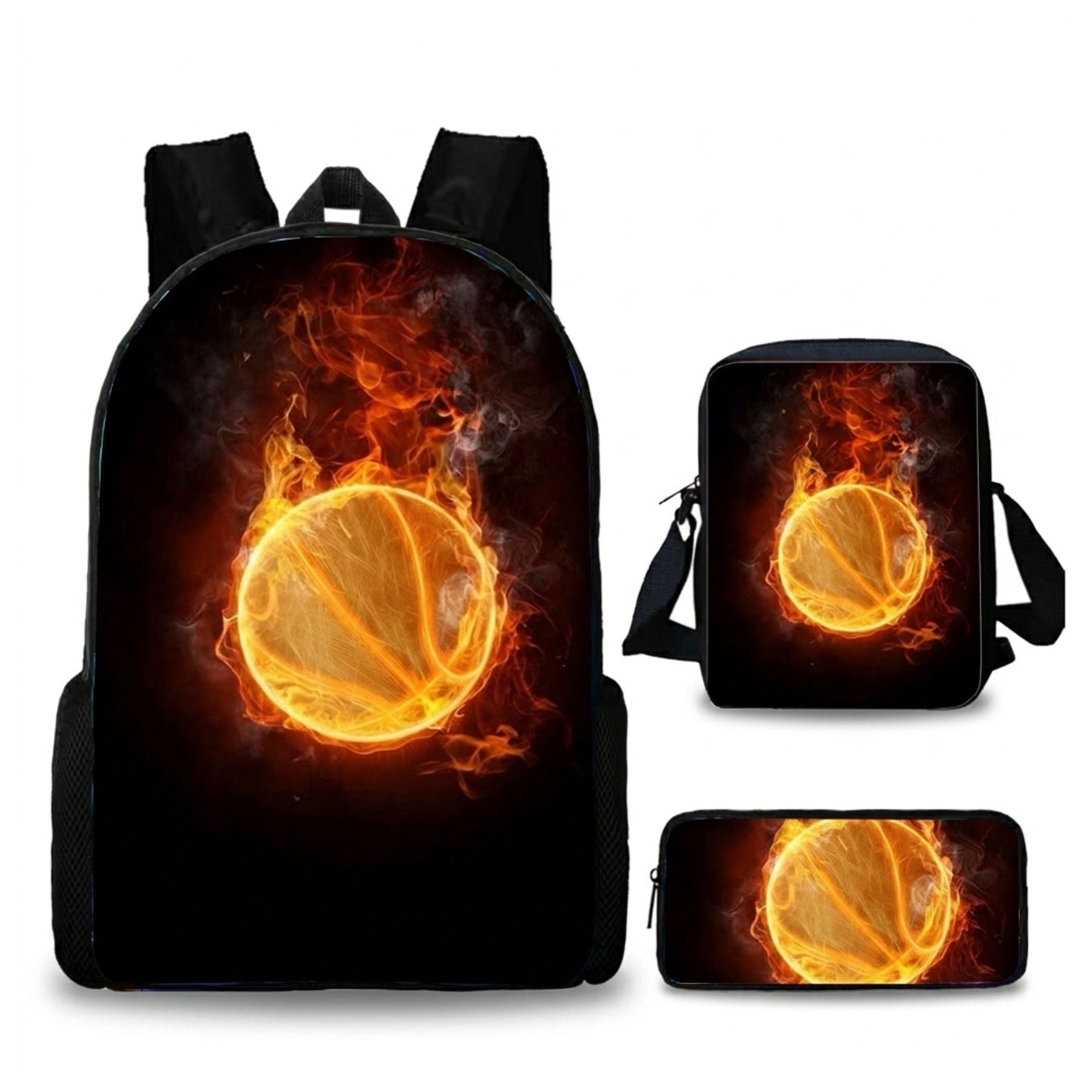 Sac scolaire basketball | Kit 3 pièces (Sac à Dos + Bandoulière + Trousse)| Tissu Oxford résistant