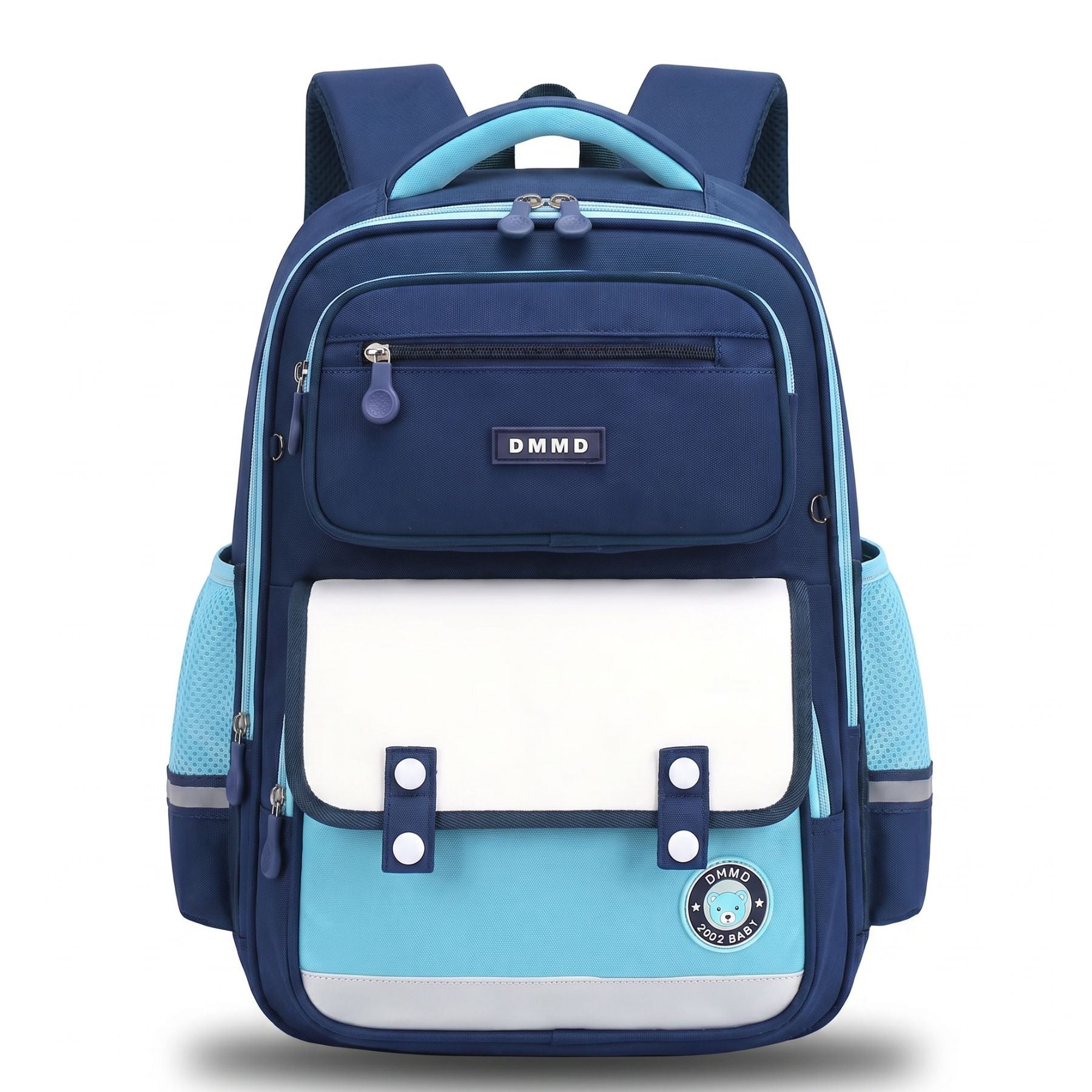 Sac scolaire bleu roi et bleu ciel grand format | Dos respirant renforcé | Tissu Oxford résistant | Grande capacité