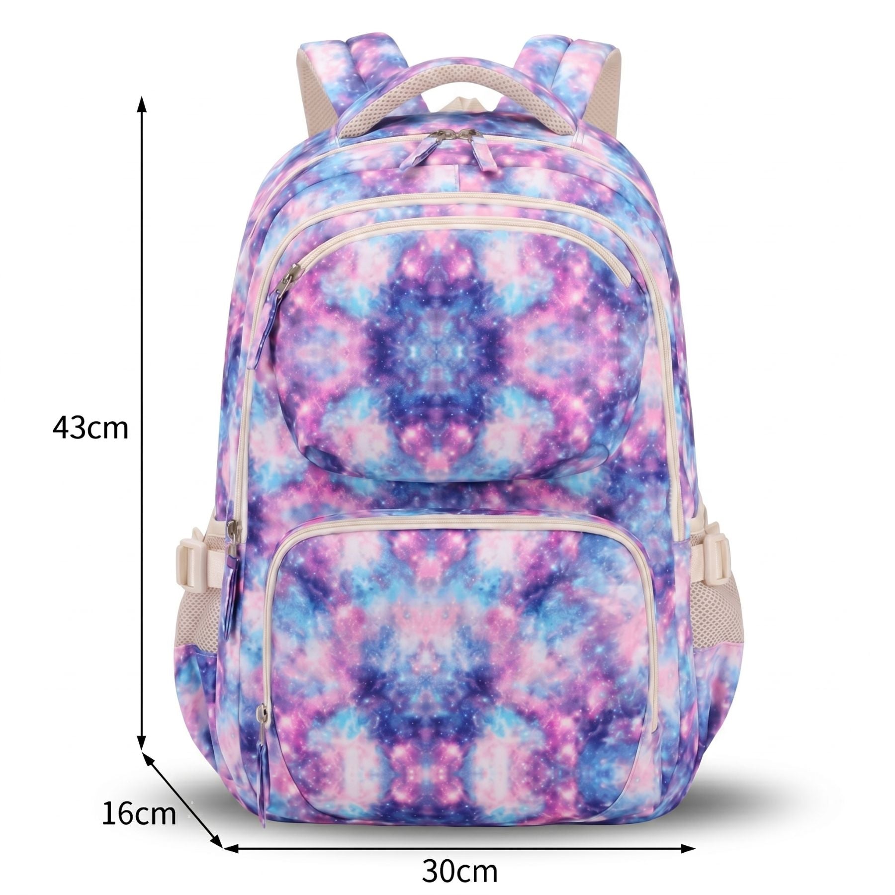 Sac scolaire ciel étoilé violet et bleu | Trousse assortie | Tissu Oxford résistant | Grande capacité