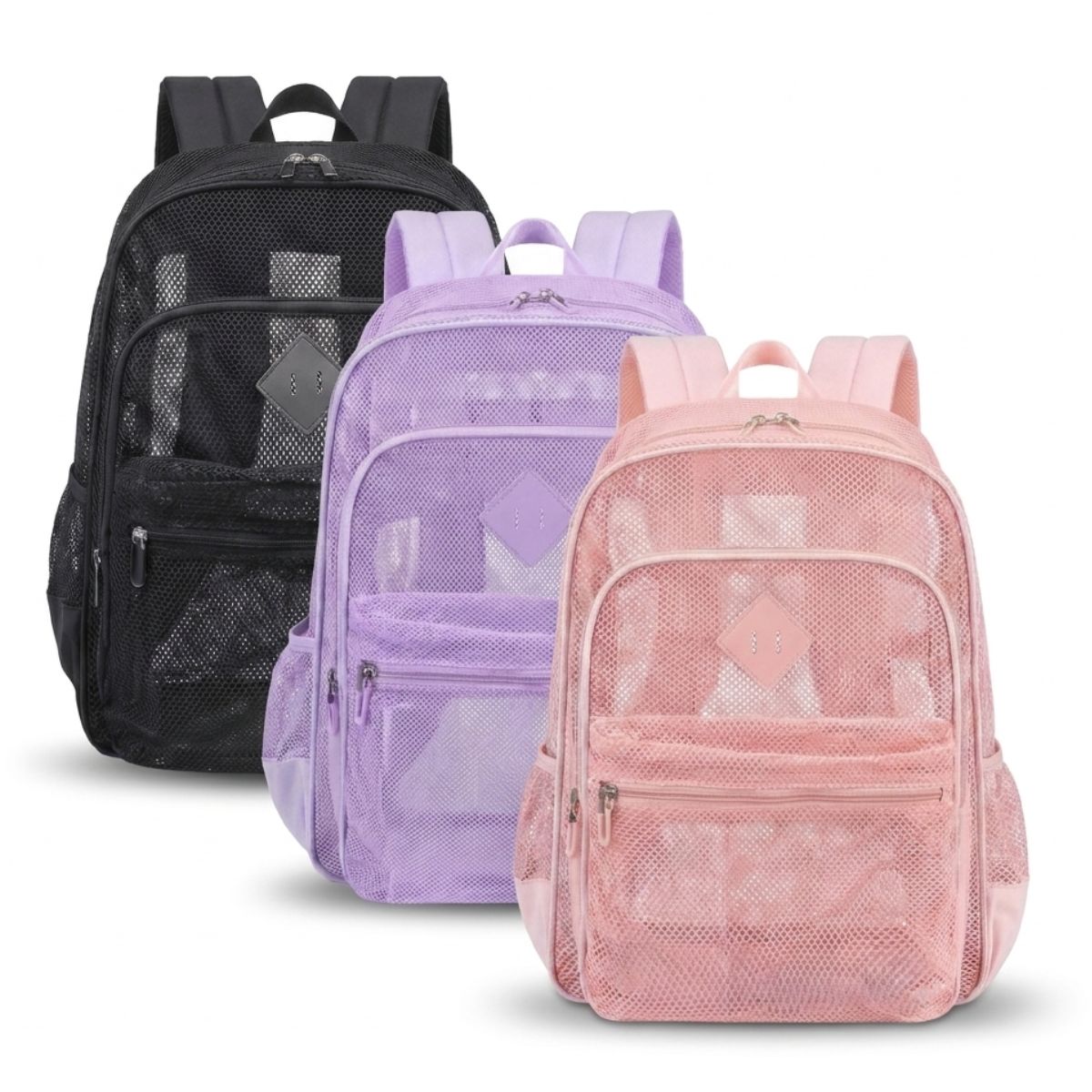 Sac scolaire filet unisexe | Multiples compartiments | Polyester léger