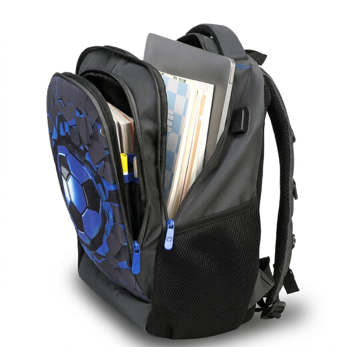 Sac scolaire football pour garçon | Trousse assortie | Tissu Oxford résistant | Bretelles renforcées