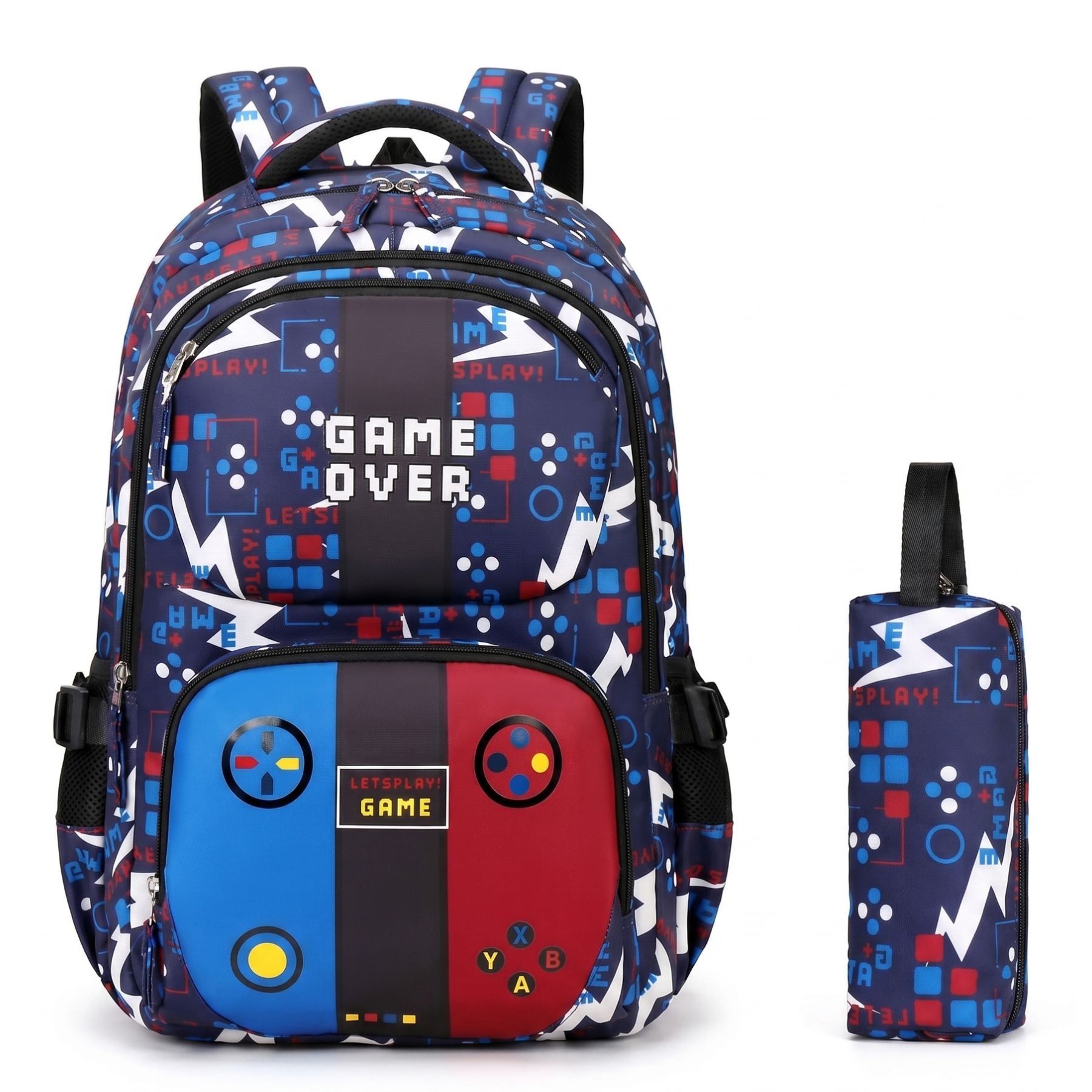 Sac scolaire gaming pour garçon | Trousse assortie | Tissu Oxford résistant | Grande capacité