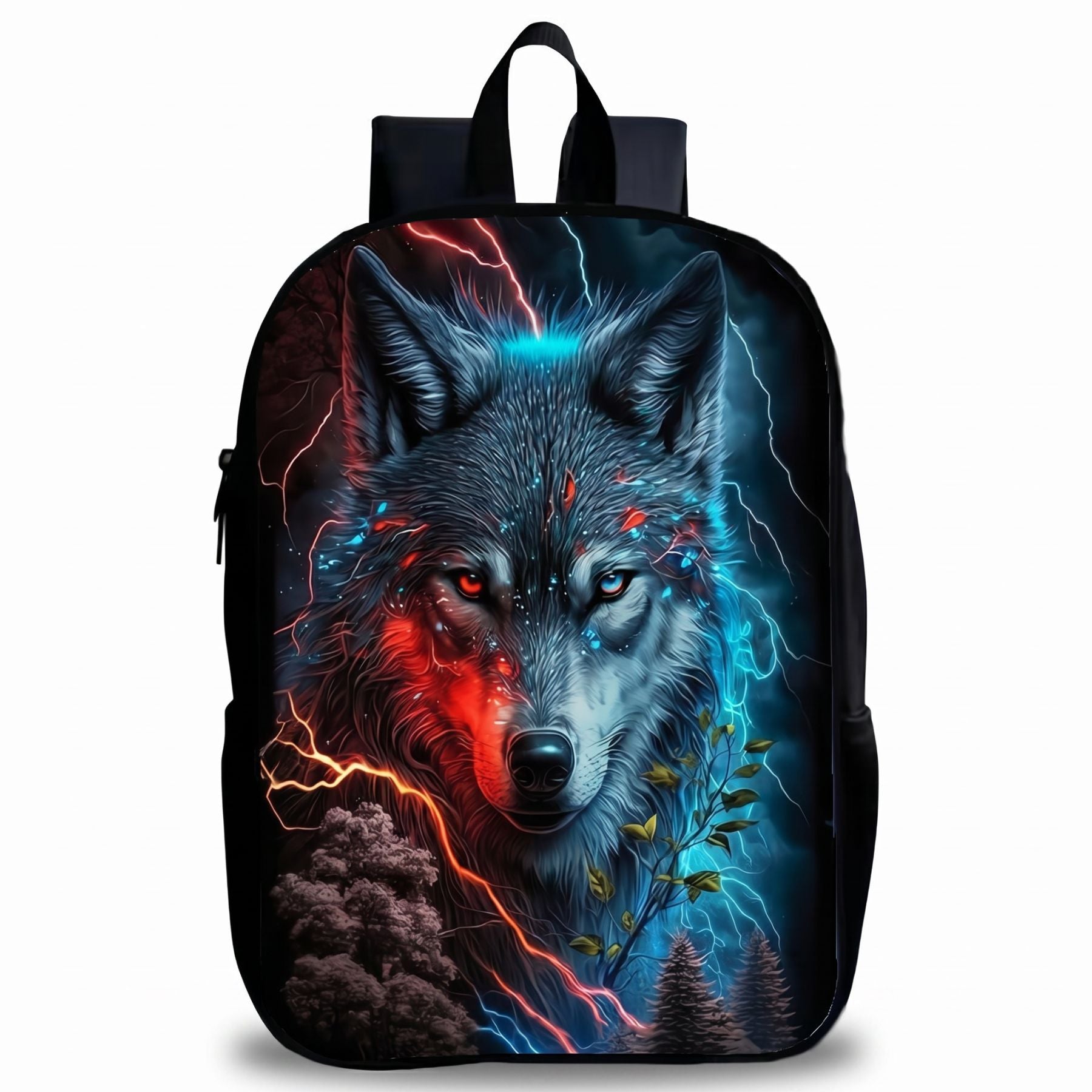 Sac scolaire loup foudre | Bretelles réglables | Polyester résistant | Port confortable