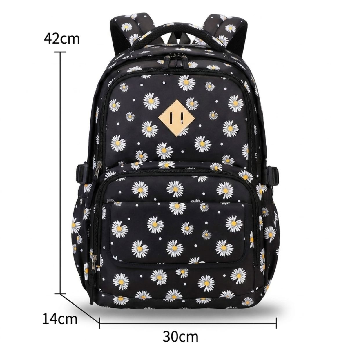 Sac scolaire marguerites pour fille | Trousse assortie | Tissu Oxford résistant | Idéal pour l’école
