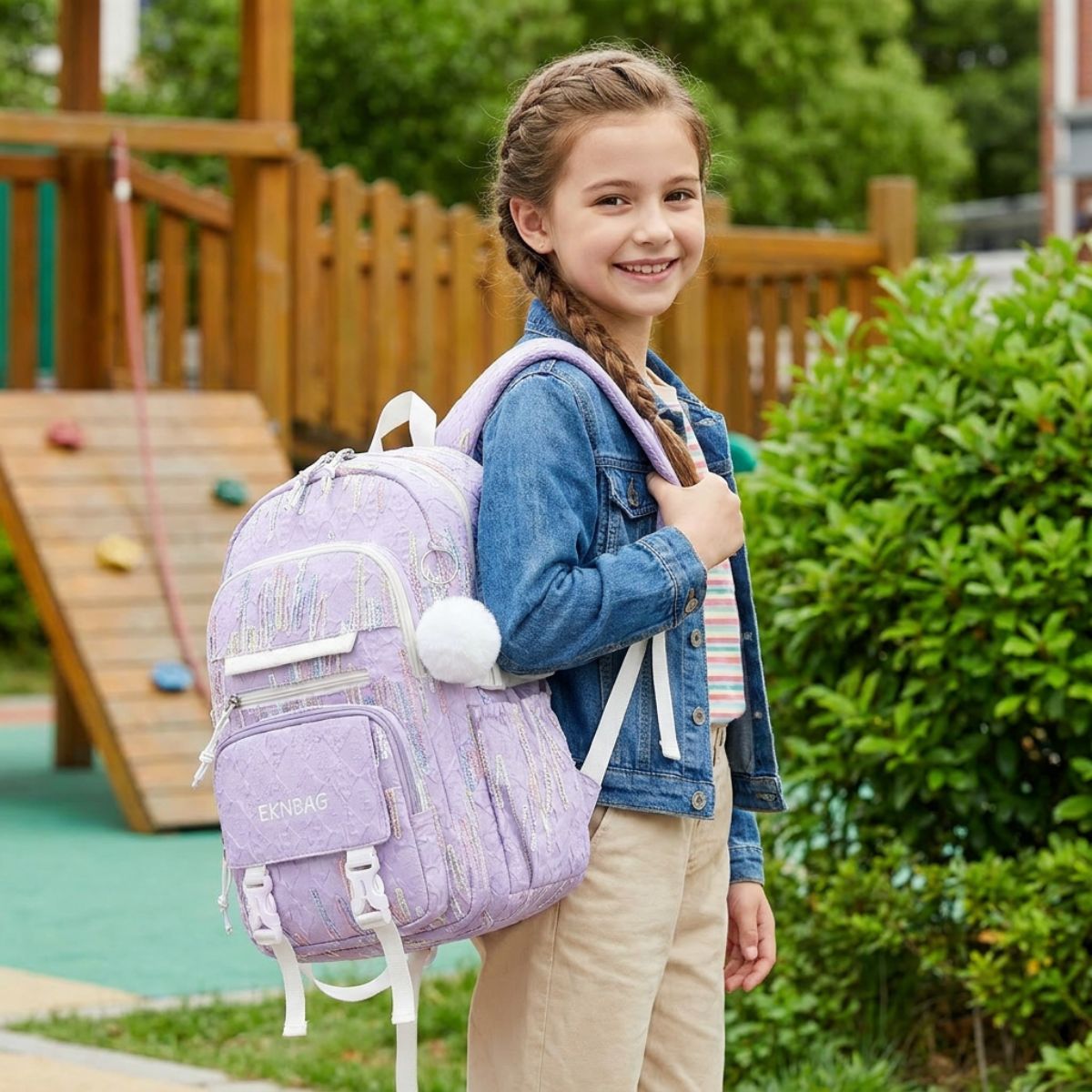 Sac scolaire nuage pastel | Compartiments multiples | Tissu Oxford résistant | Rangement pratique