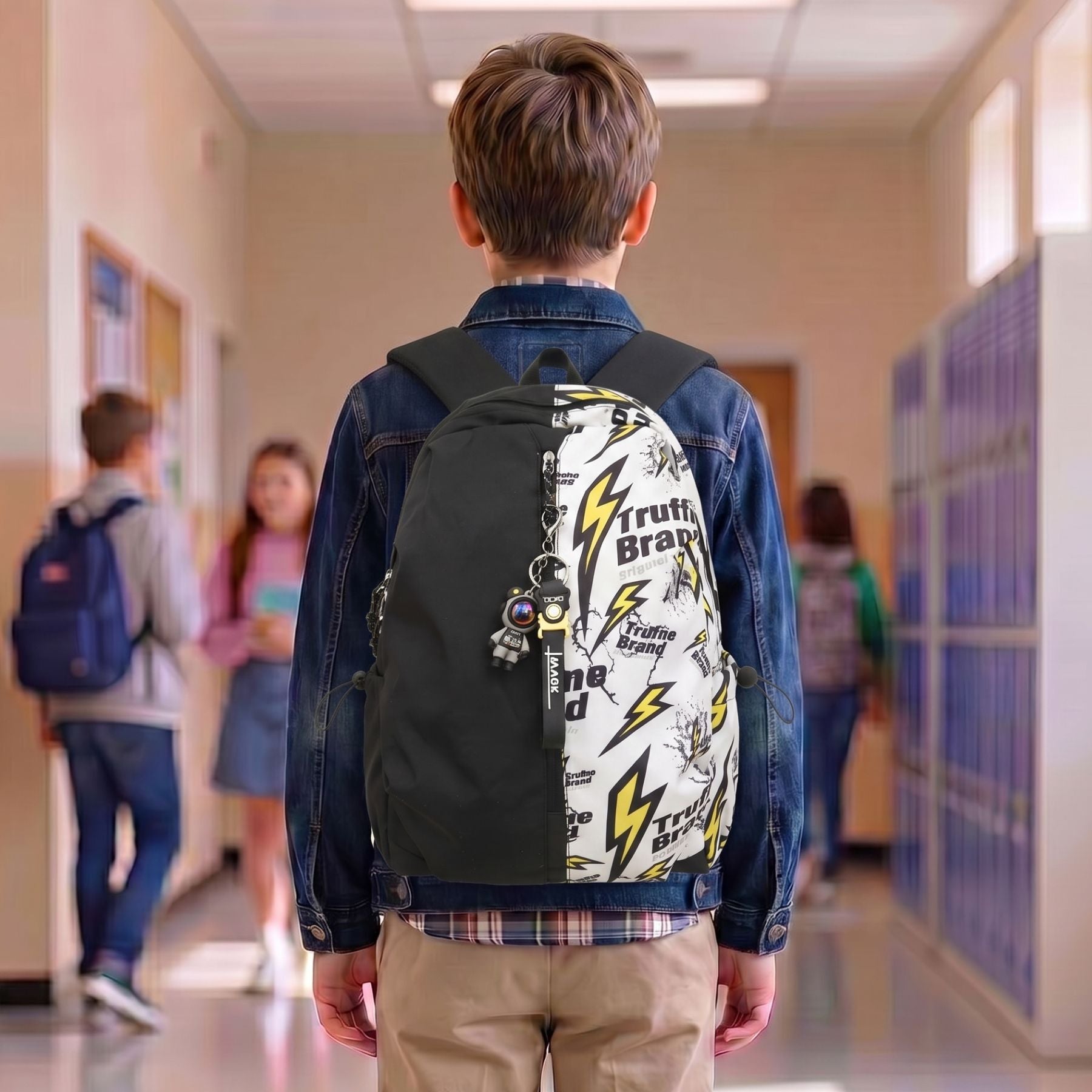 Sac scolaire streetwear éclair | Grande capacité | Nylon résistant et imperméable | Style urbain moderne