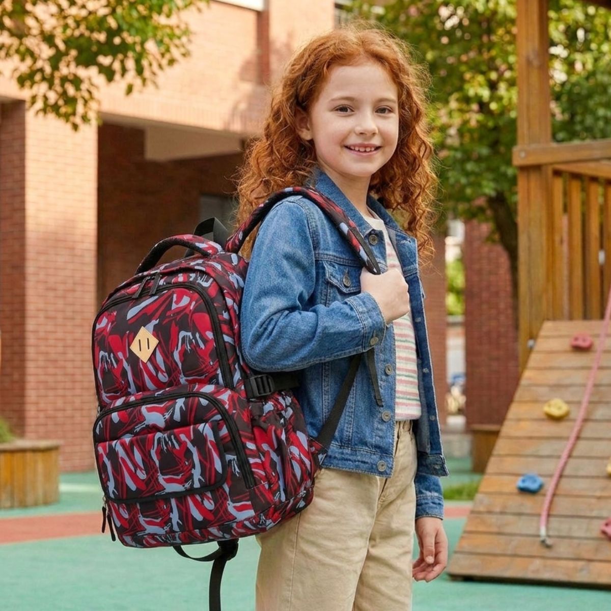Sac scolaire tempête psychédélique | Trousse assortie incluse | Oxford résistant | Grande capacité