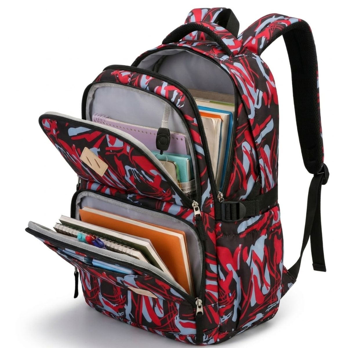 Sac scolaire tempête psychédélique | Trousse assortie incluse | Oxford résistant | Grande capacité